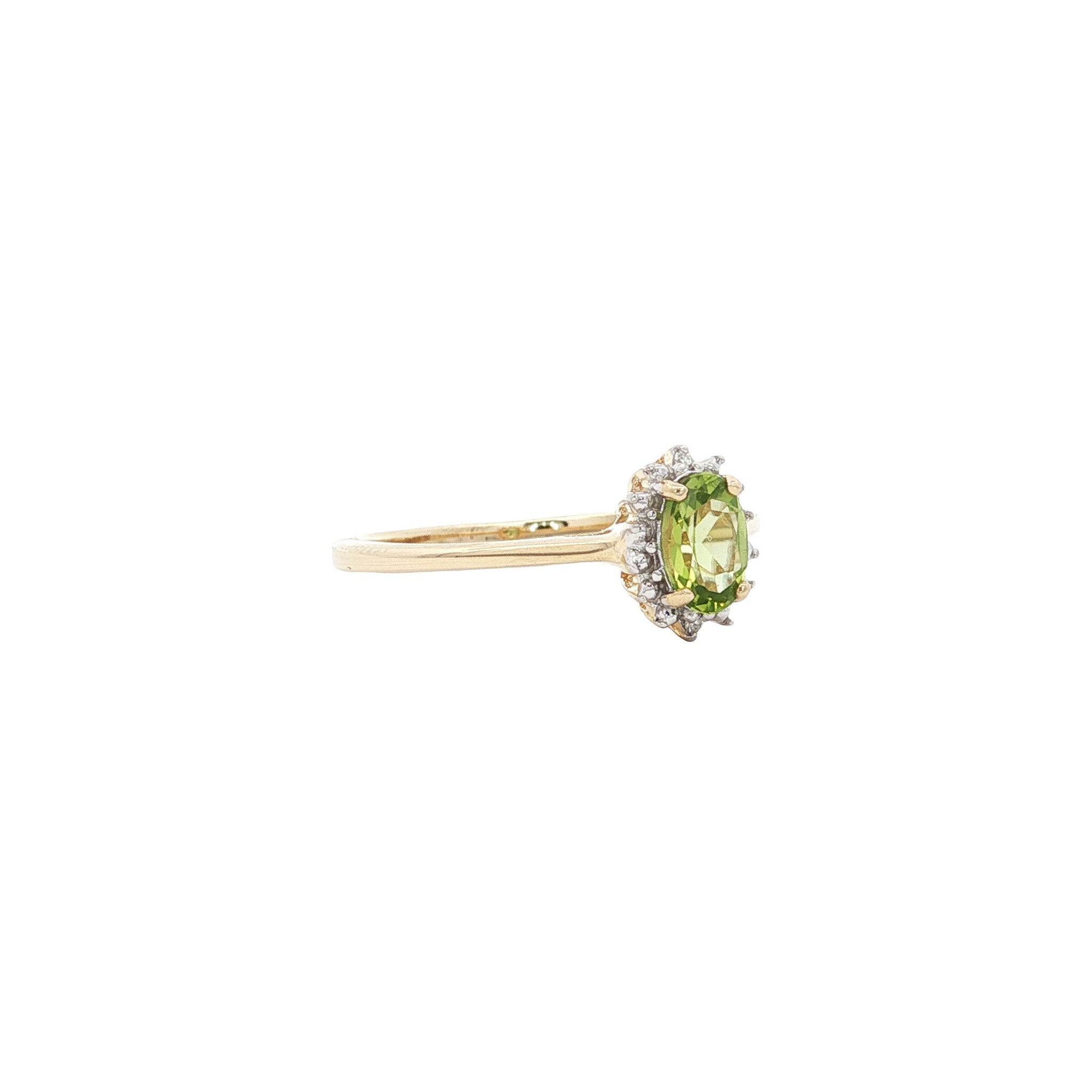 Ring met peridoot en diamant 9 kt