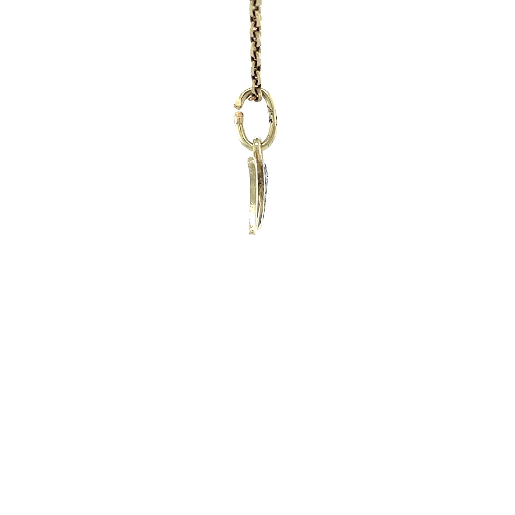 Gouden vintage hanger letter V met diamant 14 krt