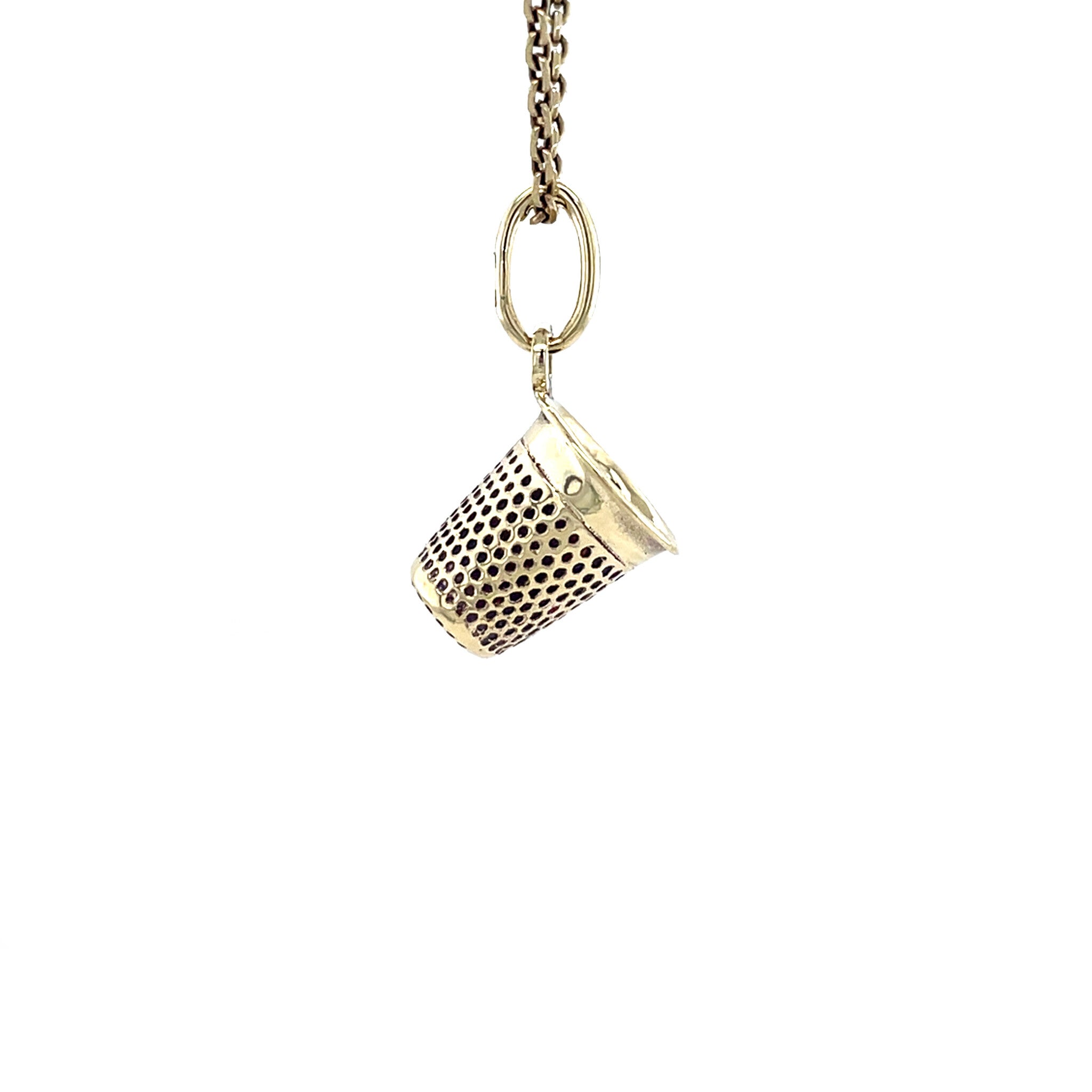 Gold vintage thimble pendant 14 kt