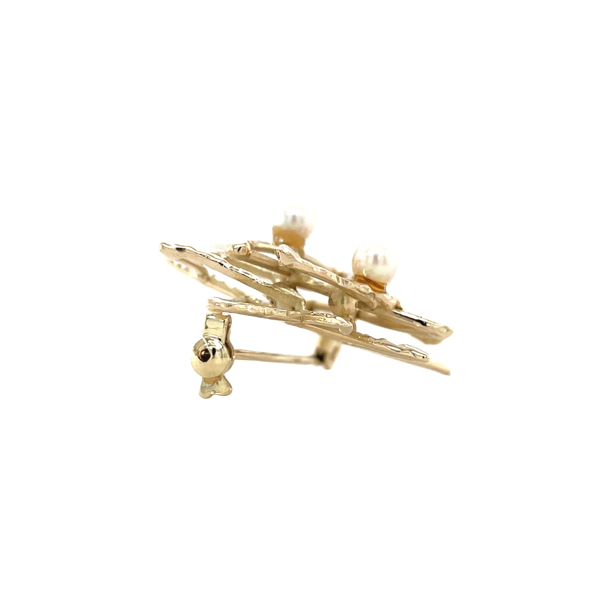 Gold vintage brooch with pearl 14 kt