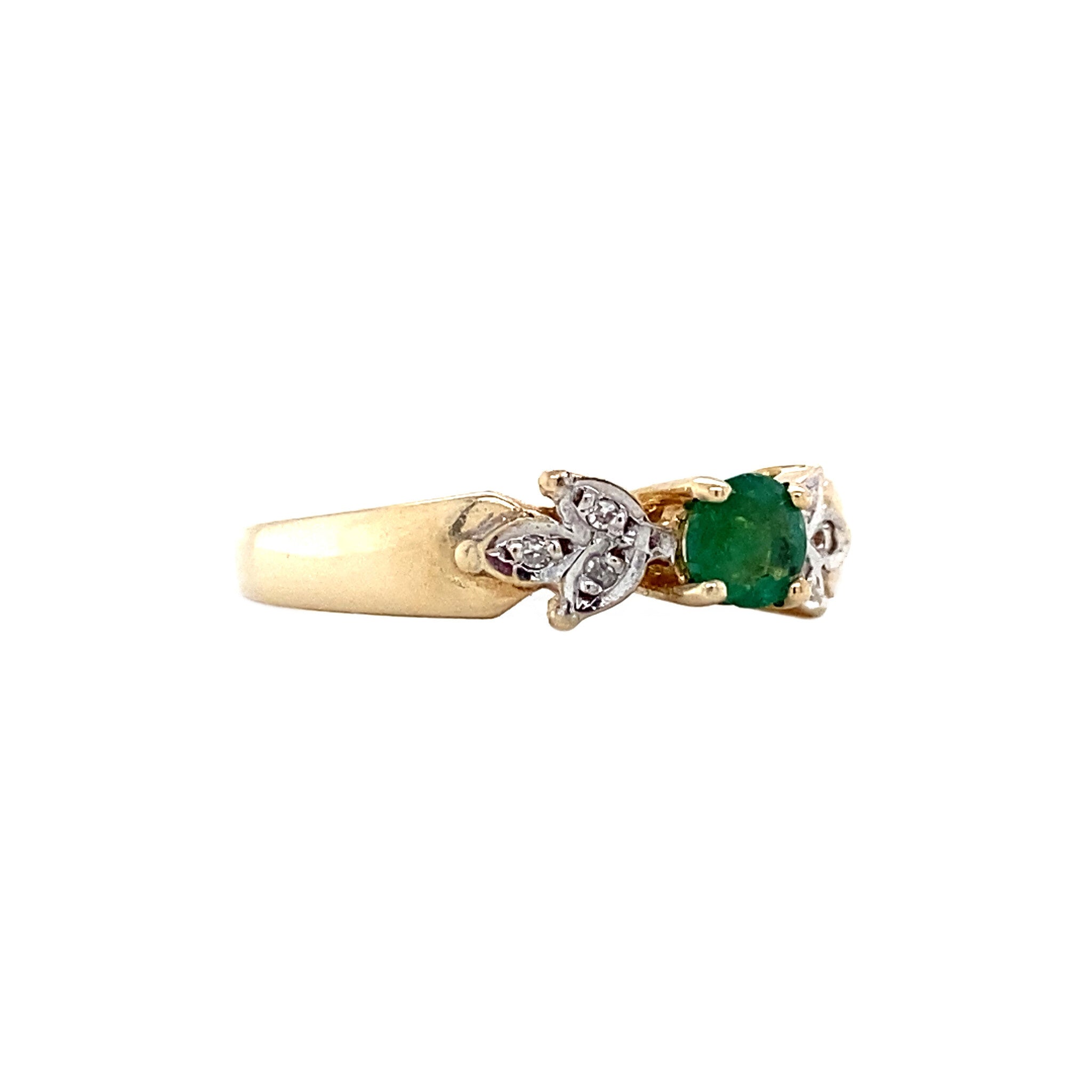 Ring with emerald and diamond 9 kt