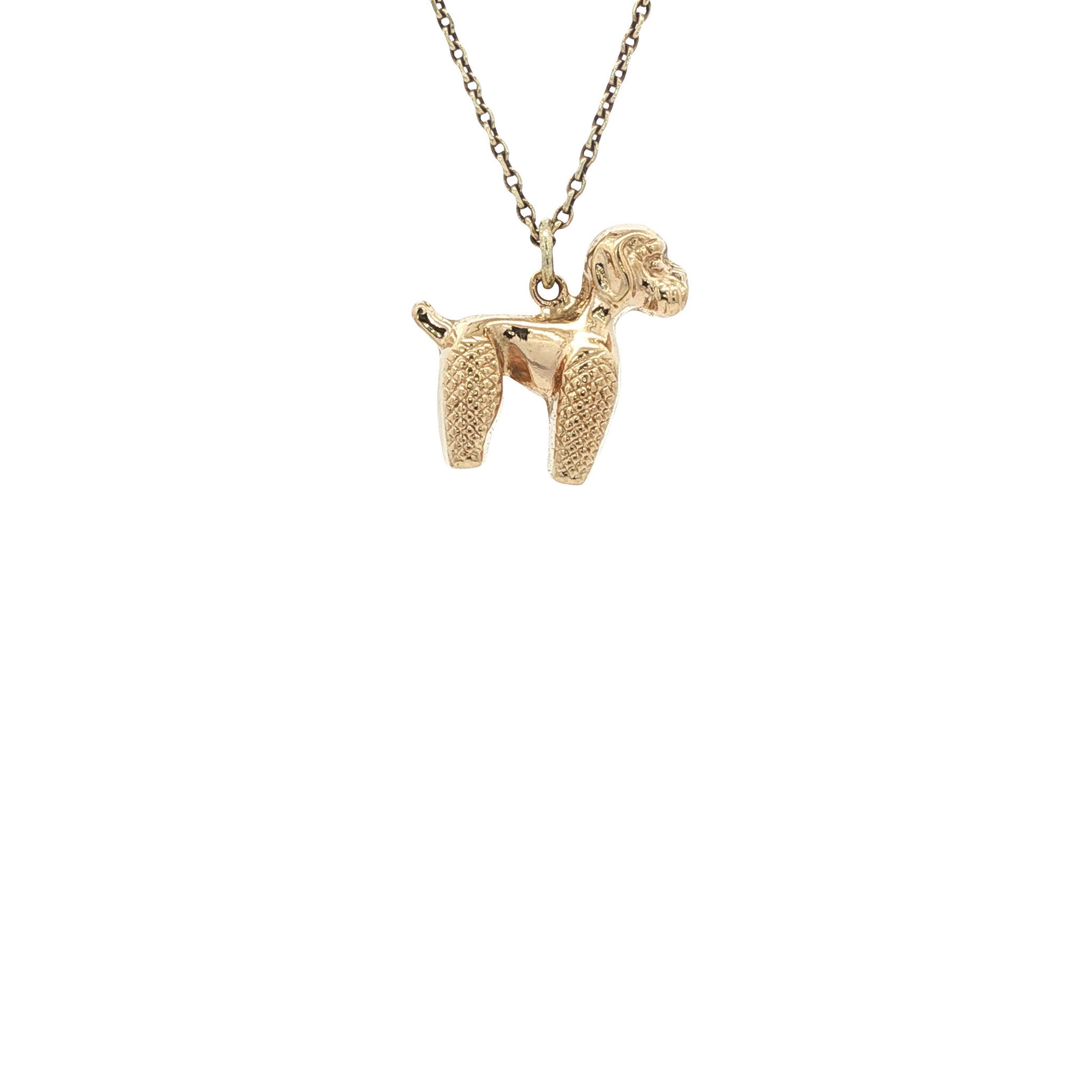 Vintage gold poodle pendant 14 kt