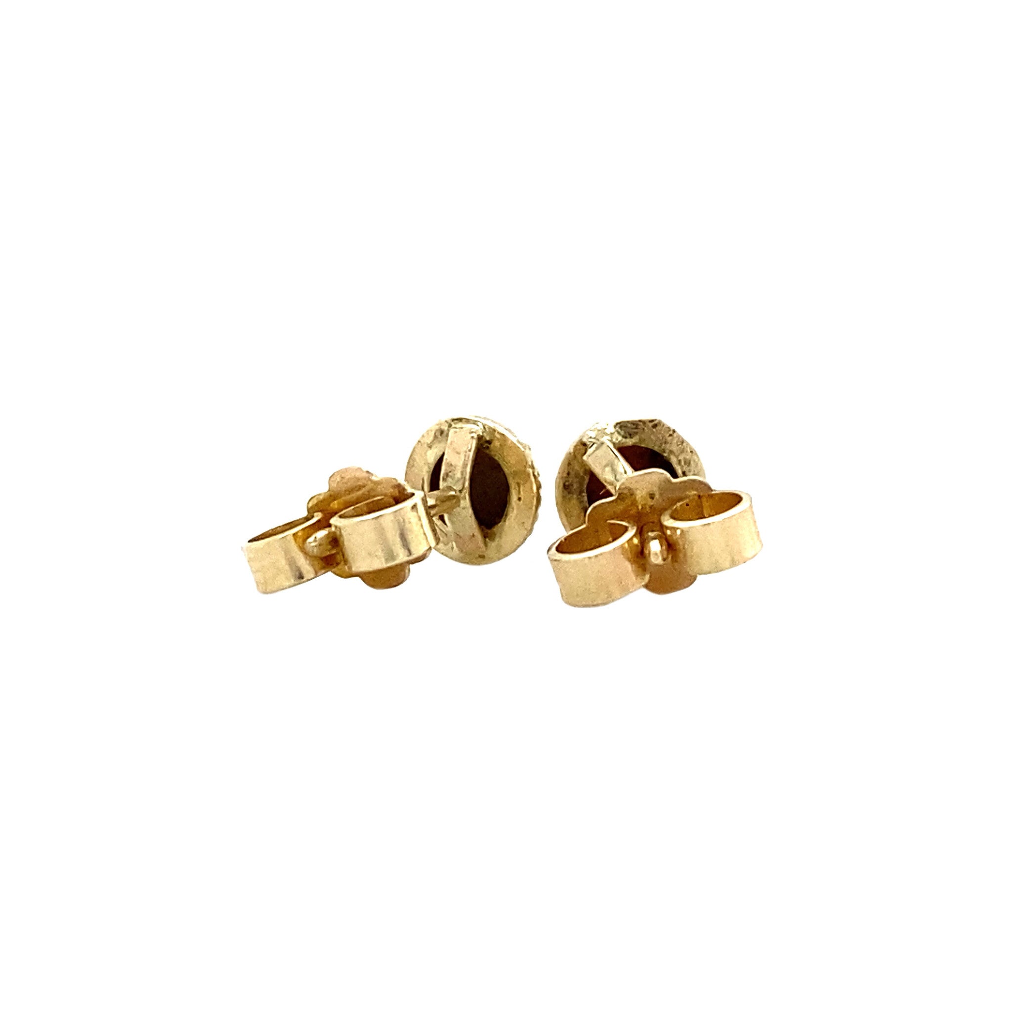 14 kt gold stud earrings with tiger's eye
