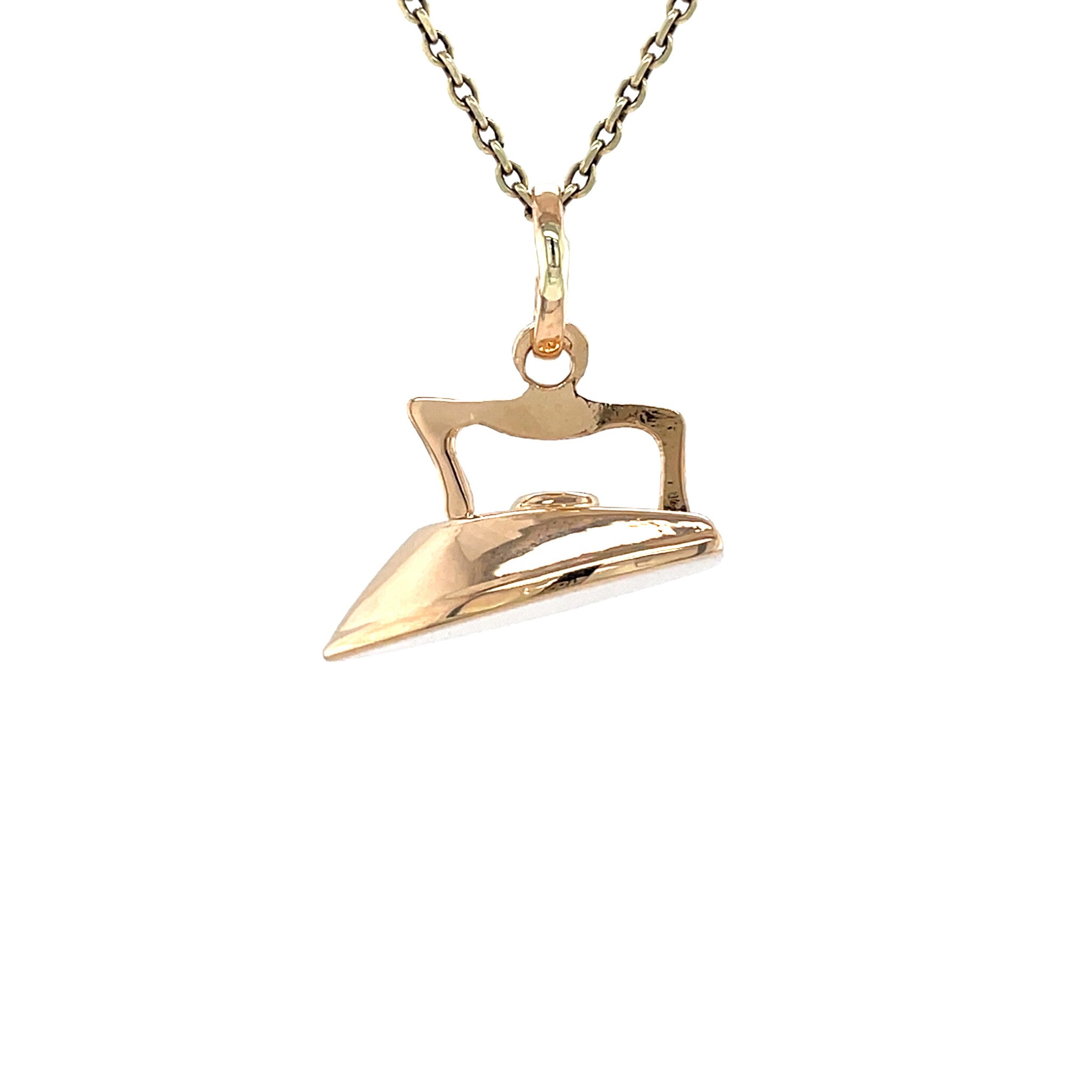 Gold vintage iron pendant 14 kt
