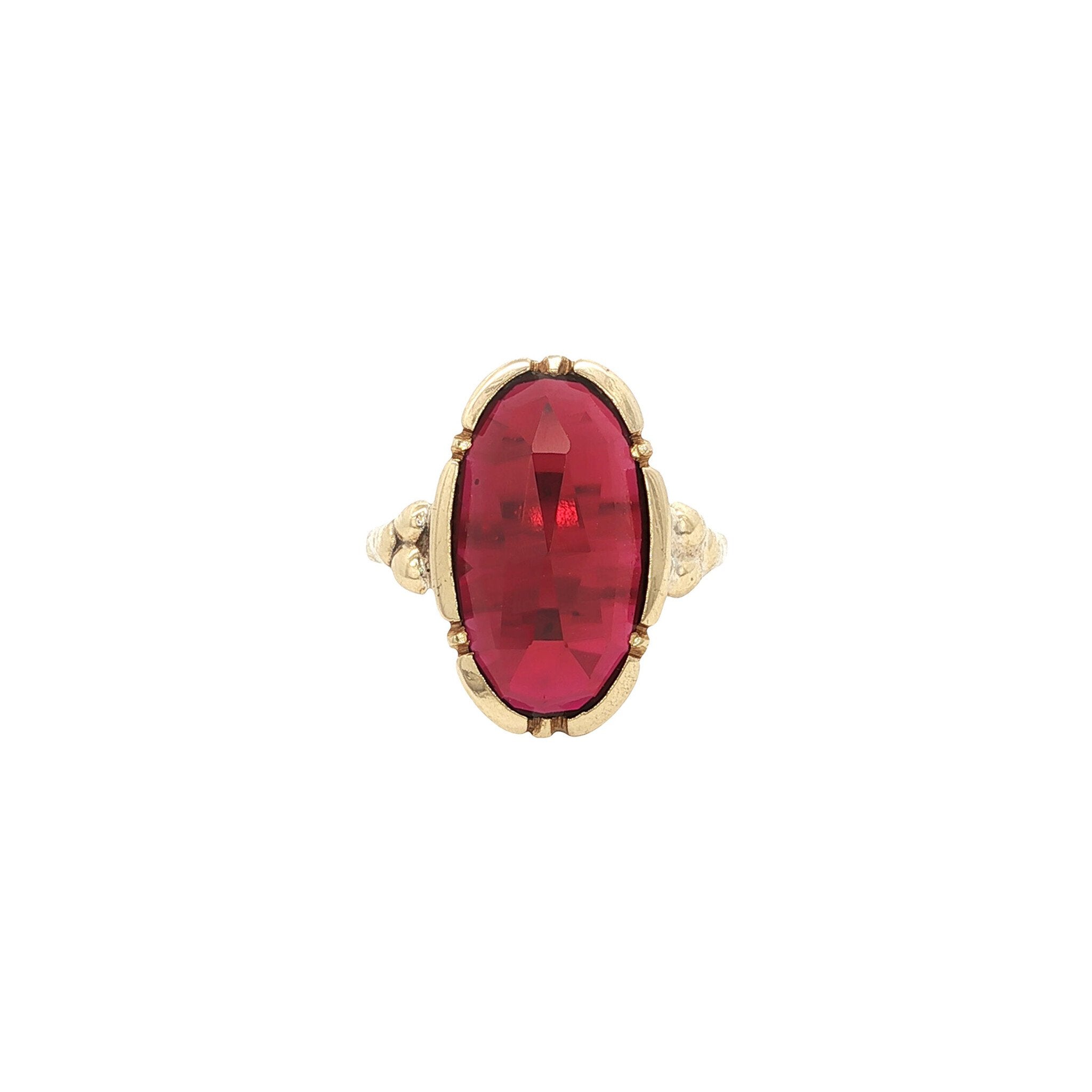Gold vintage ring with ruby 14 kt