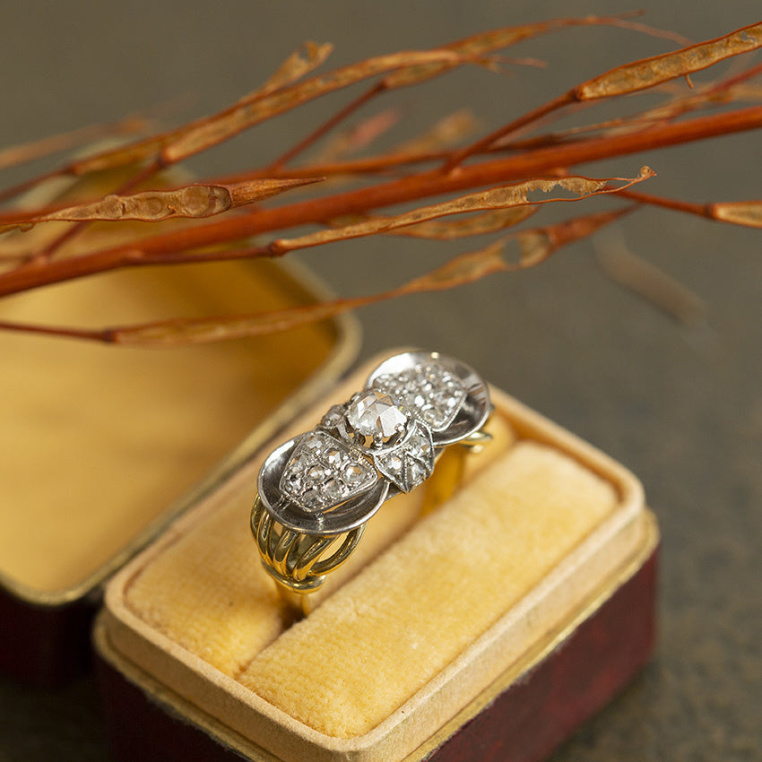 14 kt gold ring with rose diamond