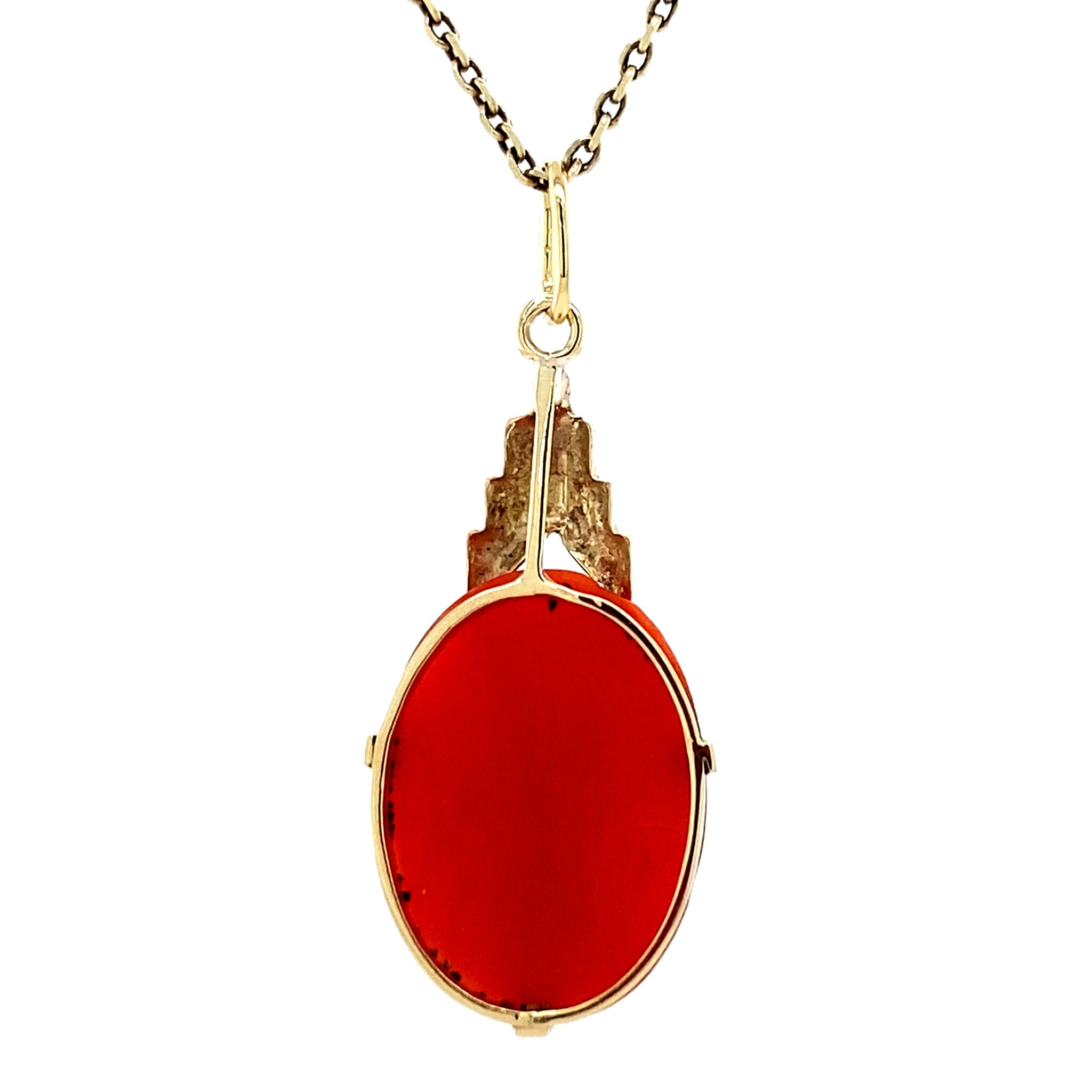 Gold pendant with blood coral 14 kt