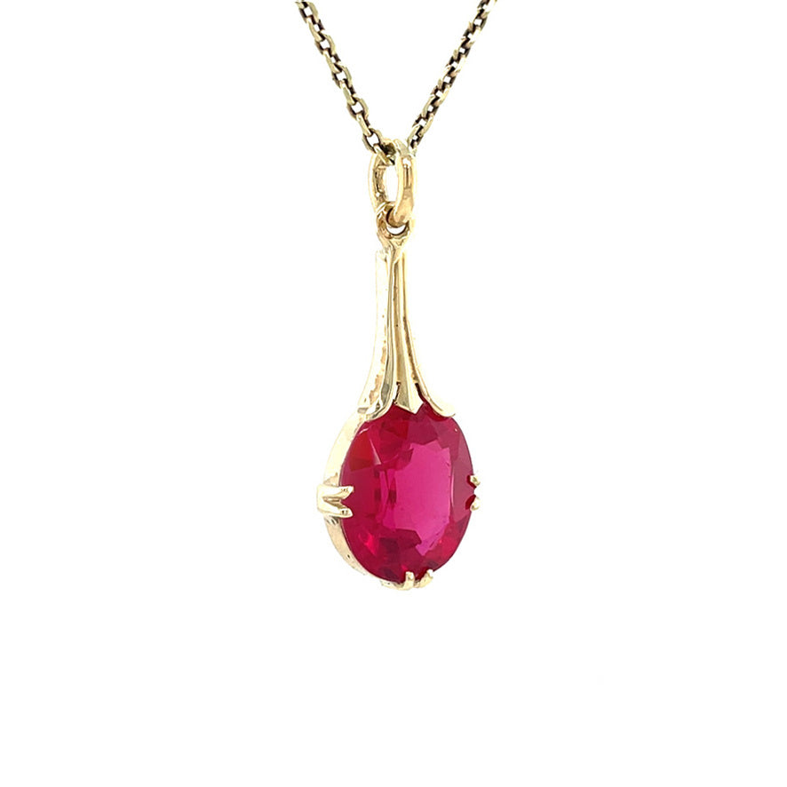 Gouden vintage hanger met robijn 14 kt