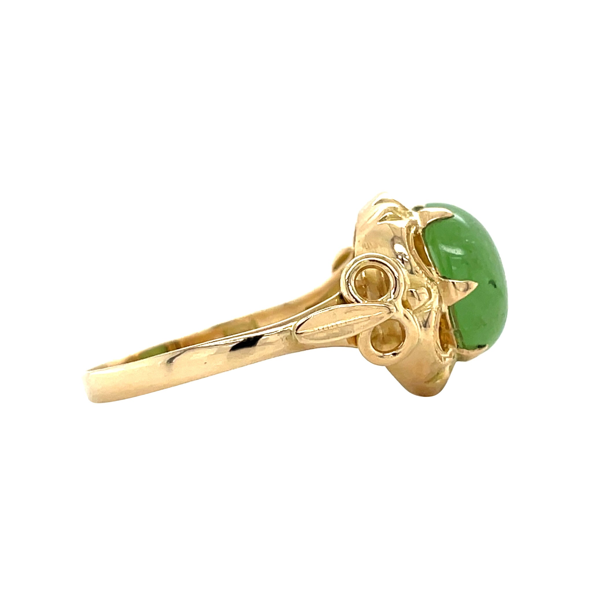 Gouden vintage ring met groene granaat 18 kt
