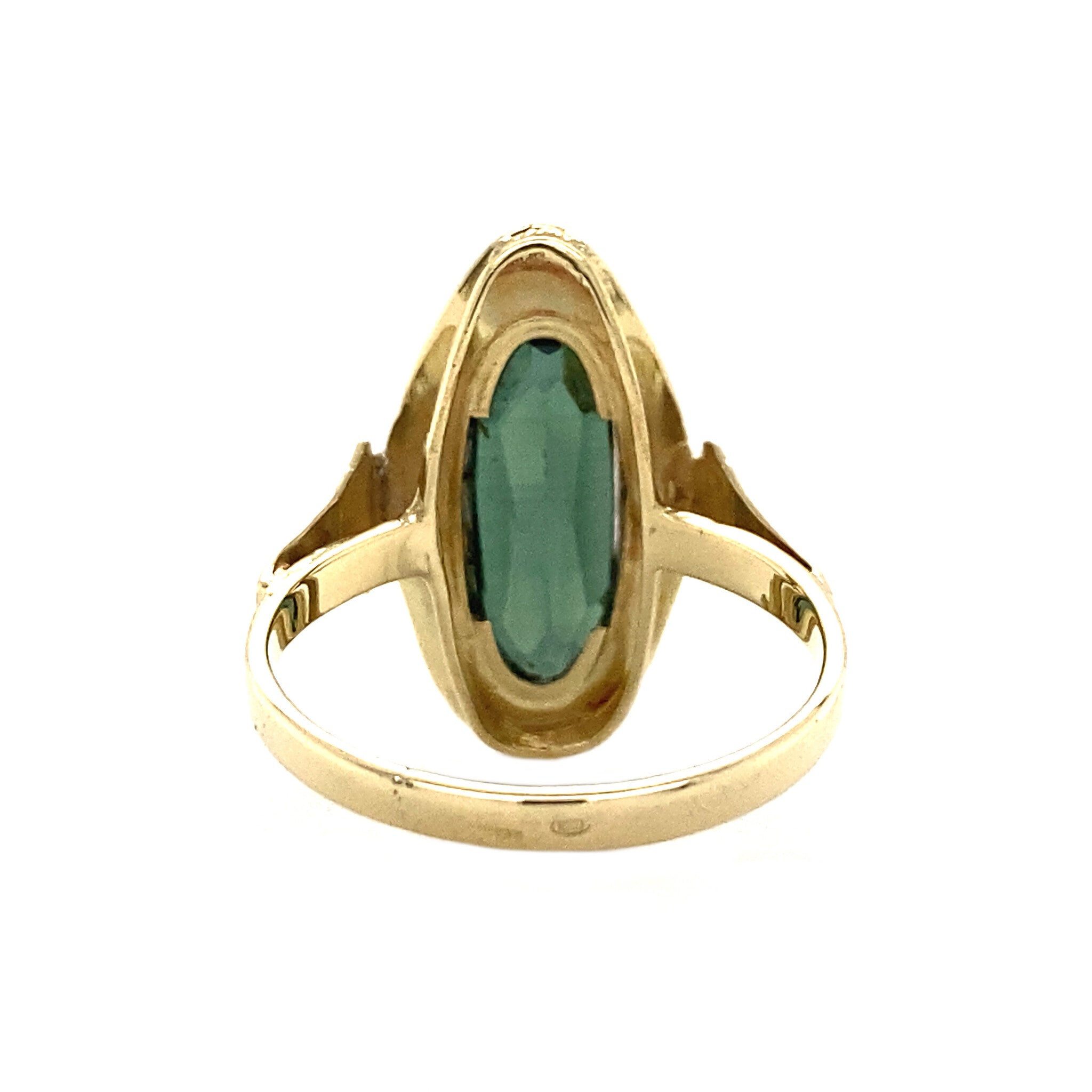 Gouden ring met groene spinel 14 krt