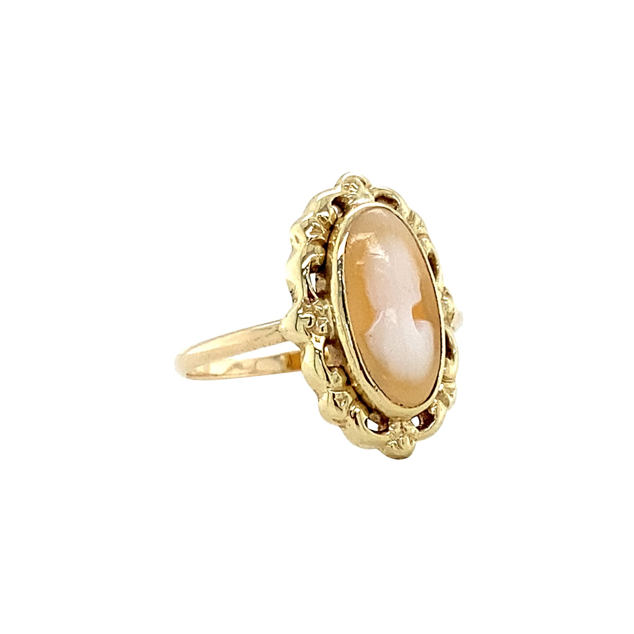 Gouden vintage ring met camee 14 krt
