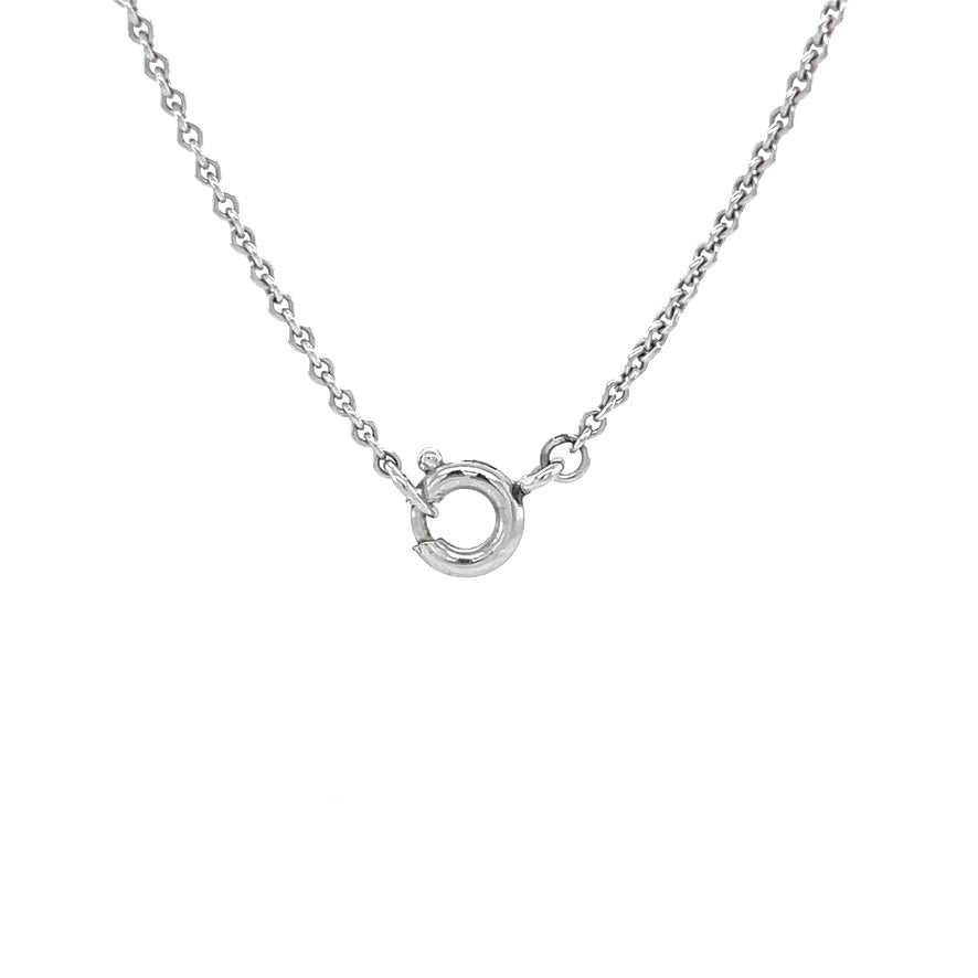 Silver vintage necklace with white gold pendant with diamond 14 kt/925