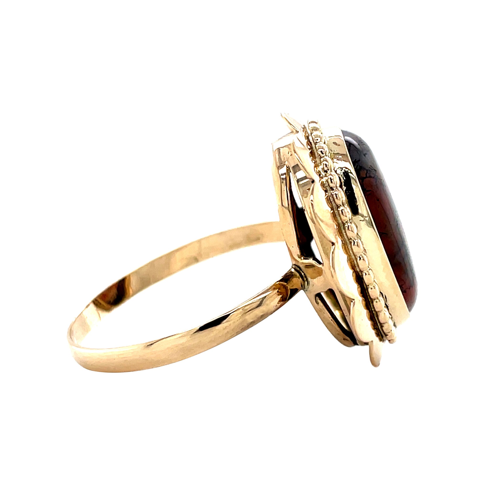 Vintage gold ring with moss agate, 14 kt