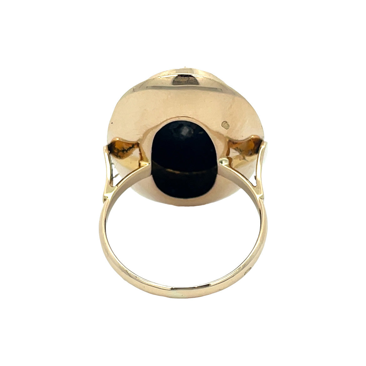 Gouden vintage ring met kleursteen en diamant 14 kt
