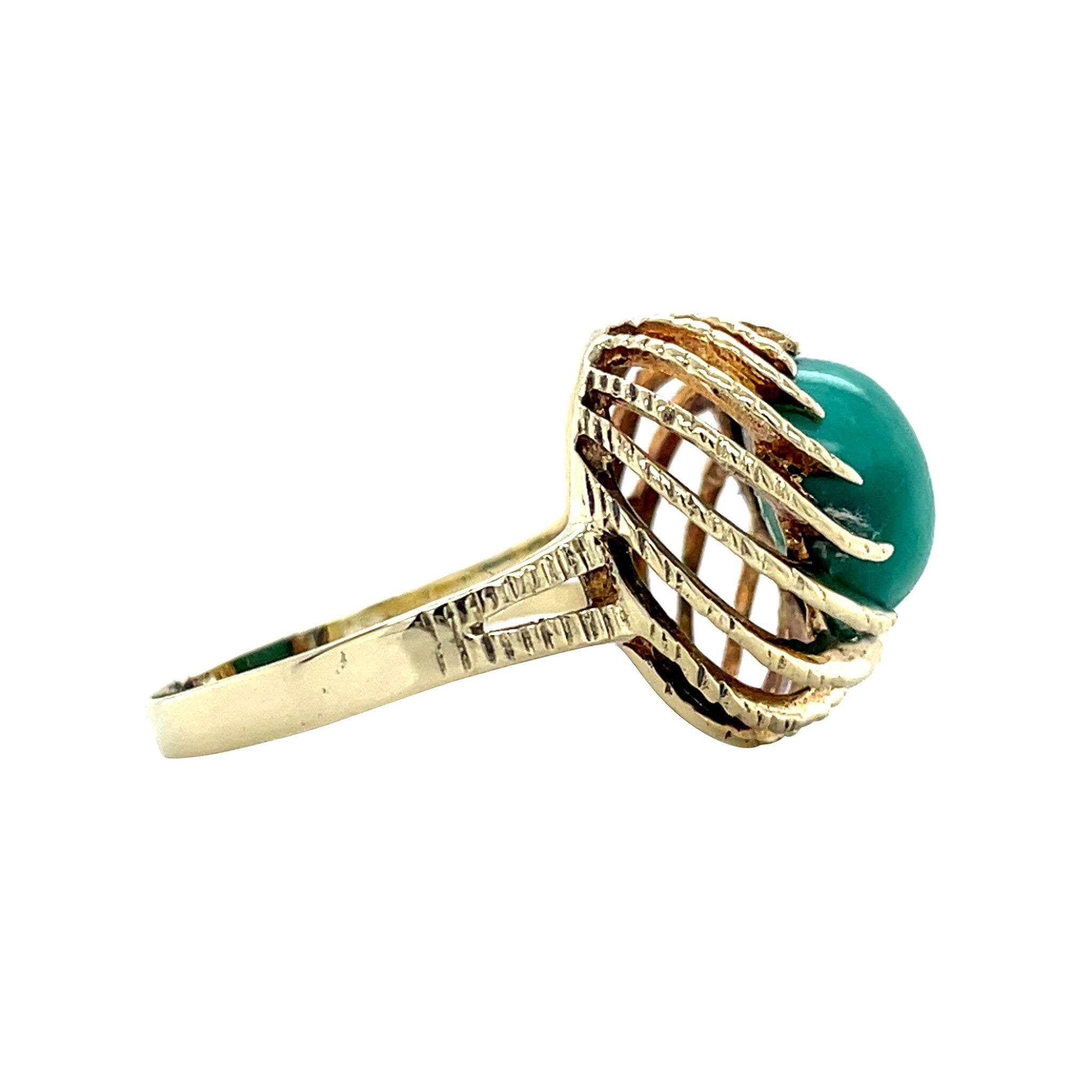 Gouden vintage ring met turkoois 14 krt
