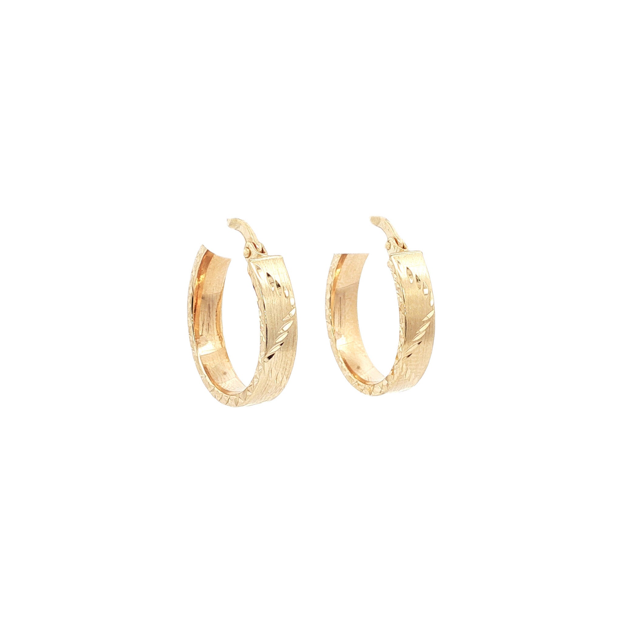 Gold vintage fantasy hoop earrings 14 kt