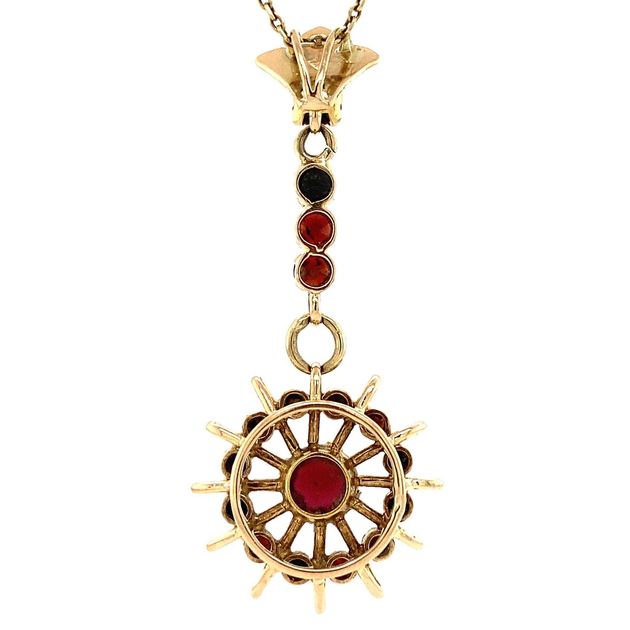 Gouden hanger met granaat 14 krt