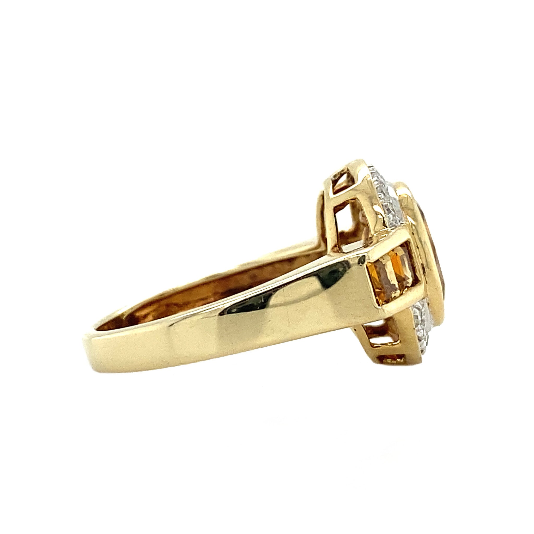 Ring met citrien en diamant 9 krt