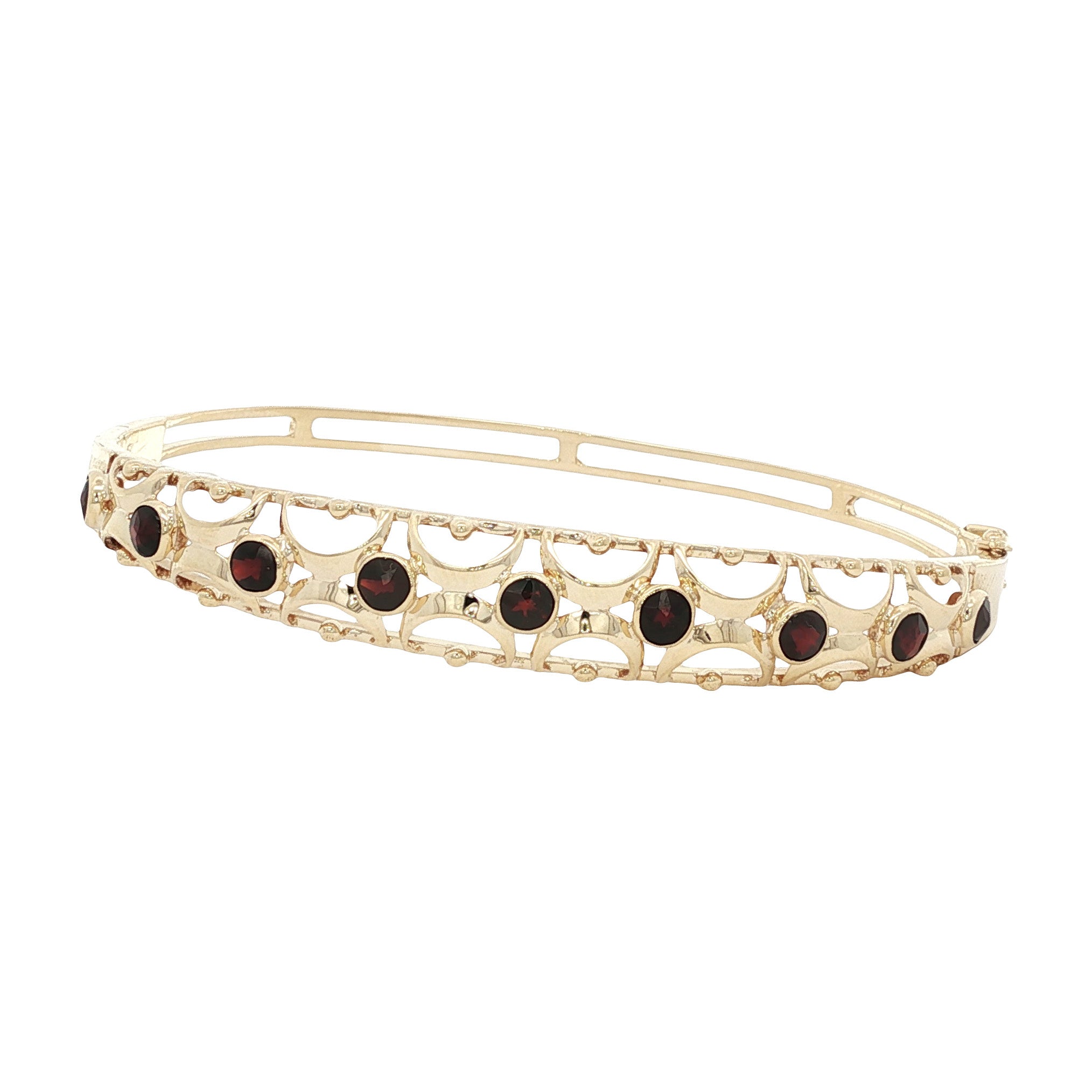gold bangle with garnet 14 kt