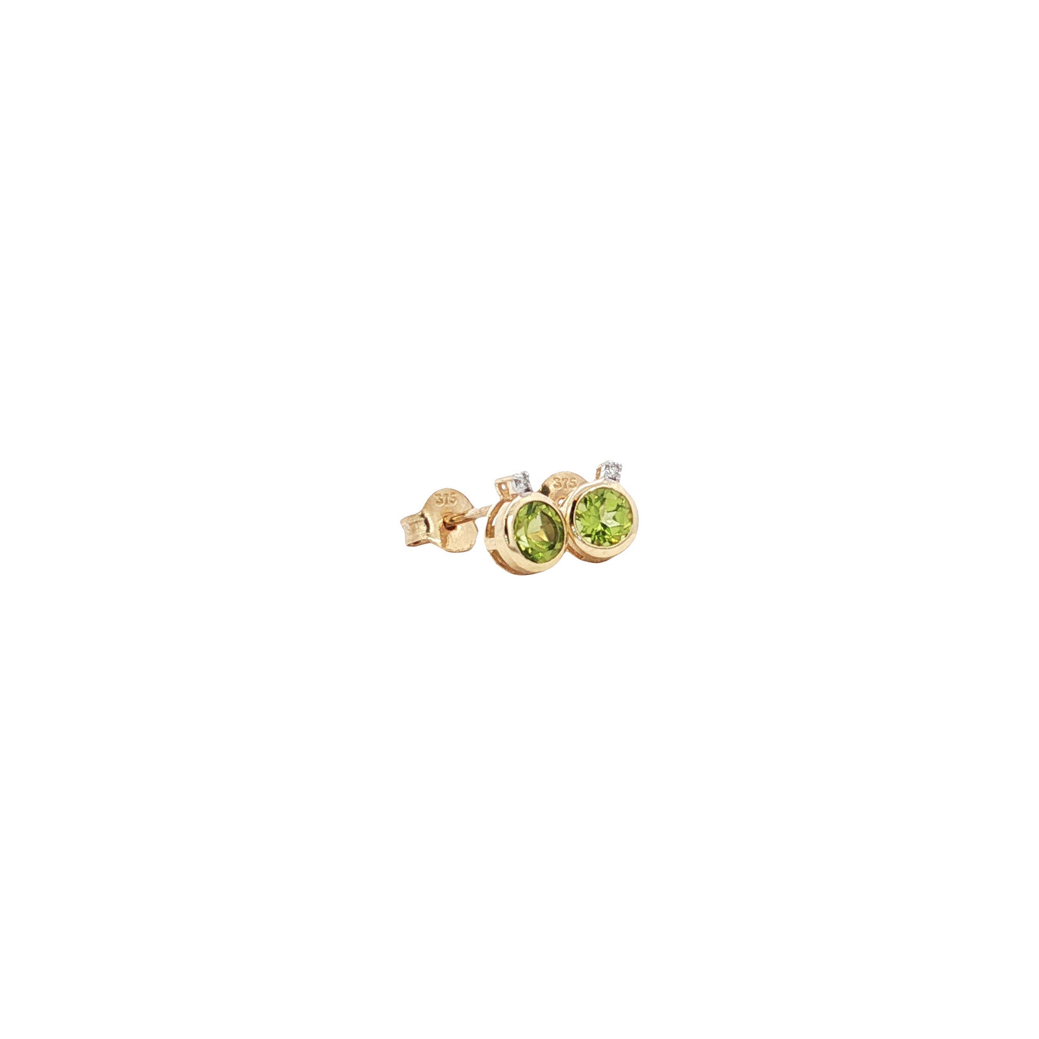 Oorbellen met peridoot en diamant 9 kt