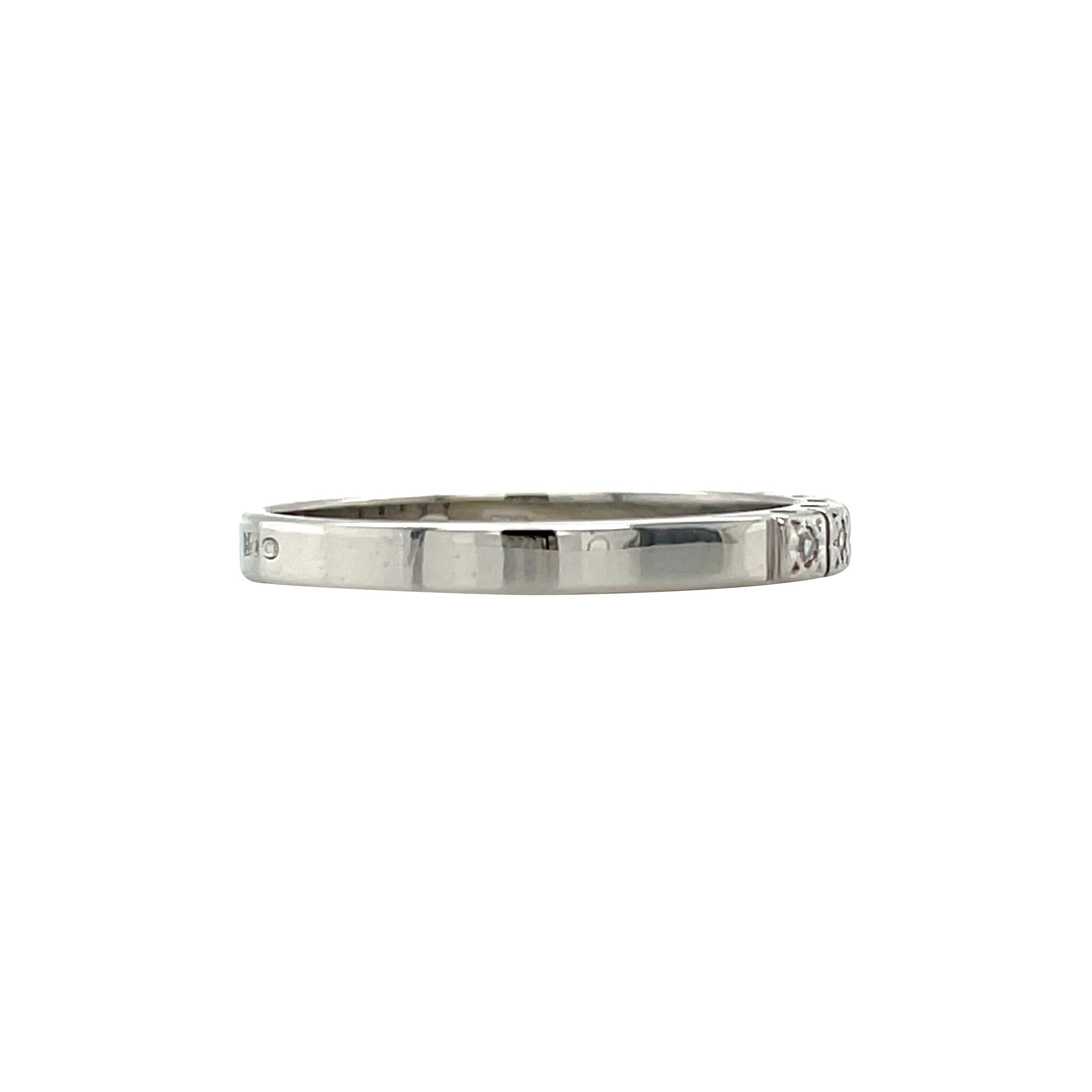 Witgouden vintage rijring met diamant 14 kt