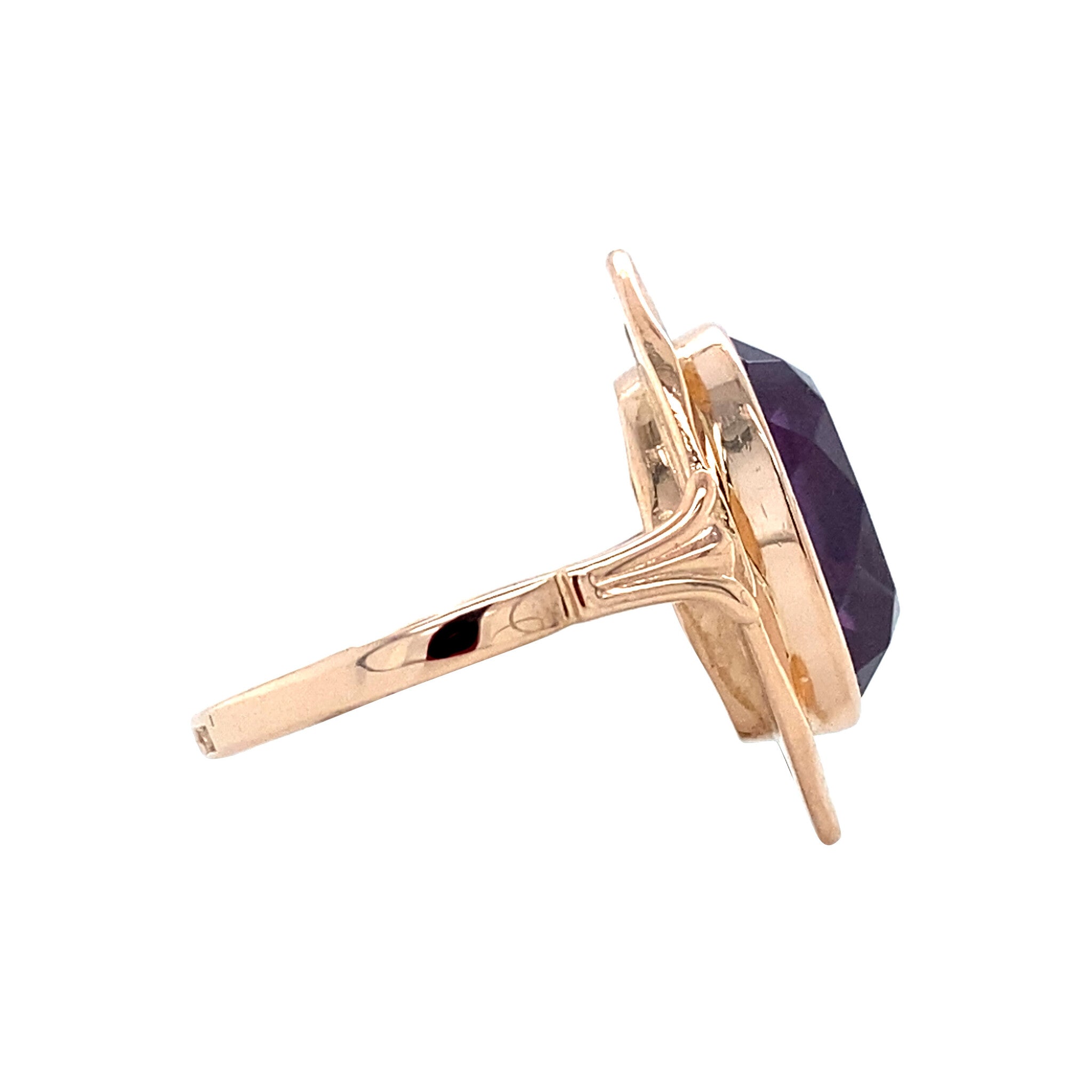 Roségouden vintage ring met saffier 14 krt