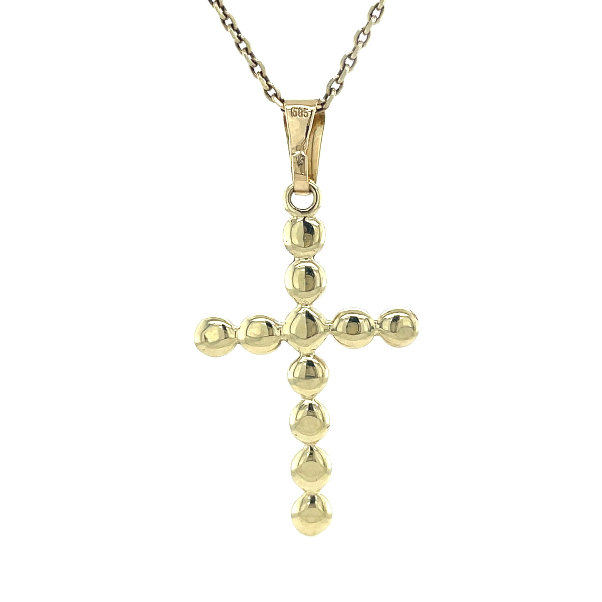 Gouden vintage kruis hanger met parel 14 krt