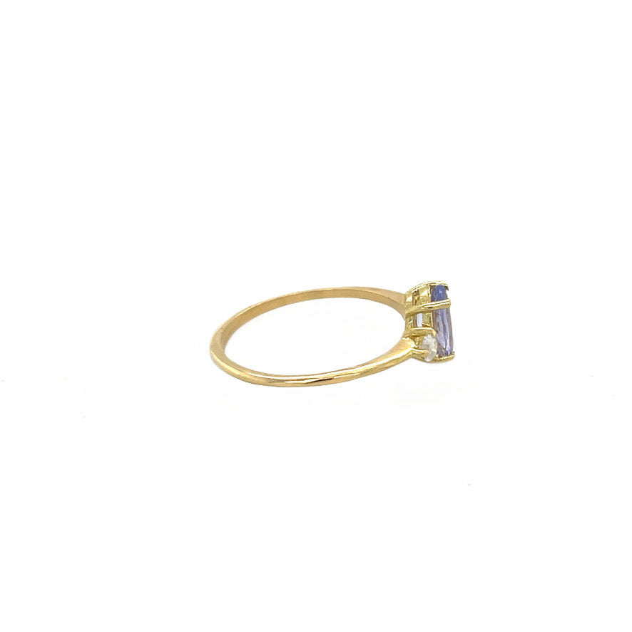 18 kt gold ring with spinel and diamond