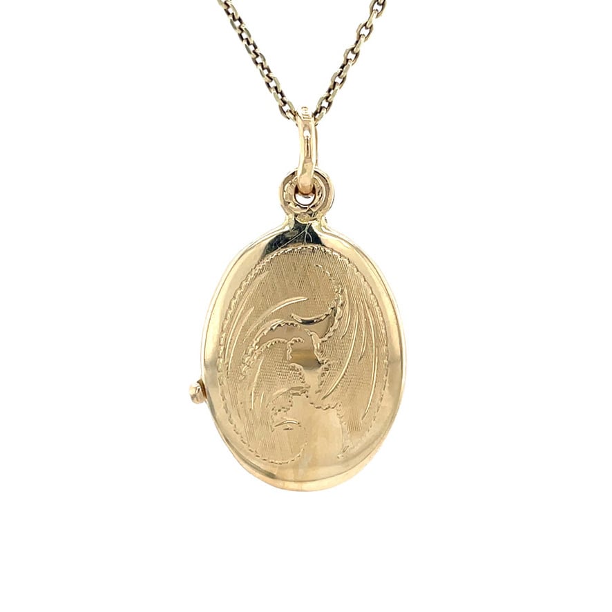 Vintage gold locket with engraving, 14 kt