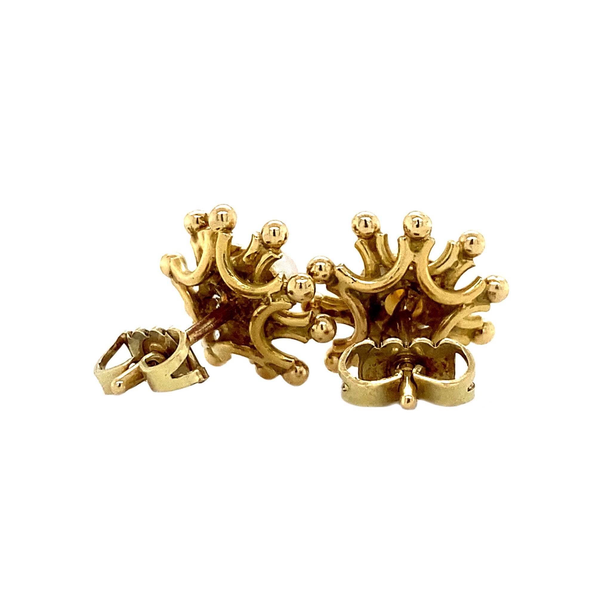 Gouden oorstekers met parel 14 krt