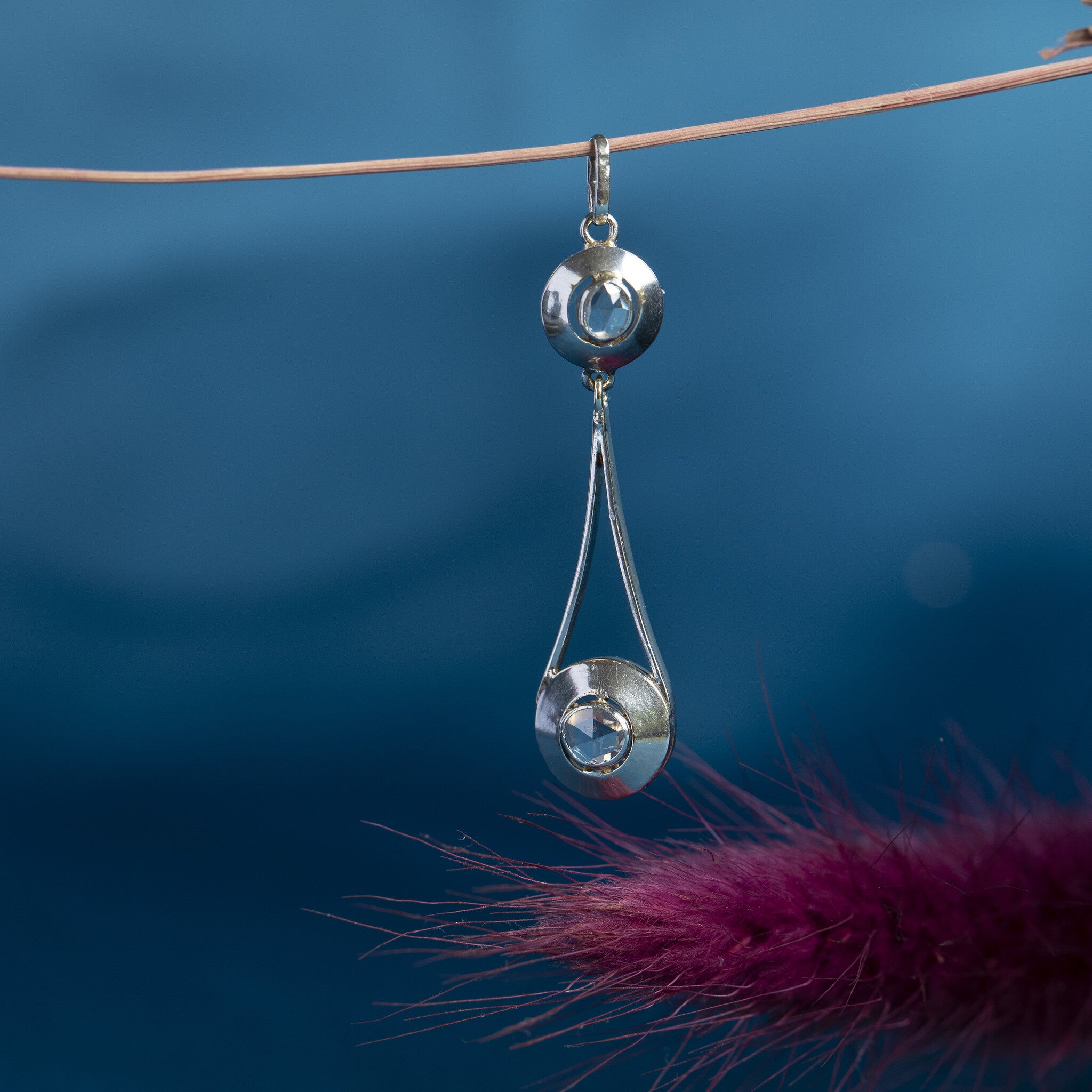 Tricolour gouden hanger met diamant 14 krt 900