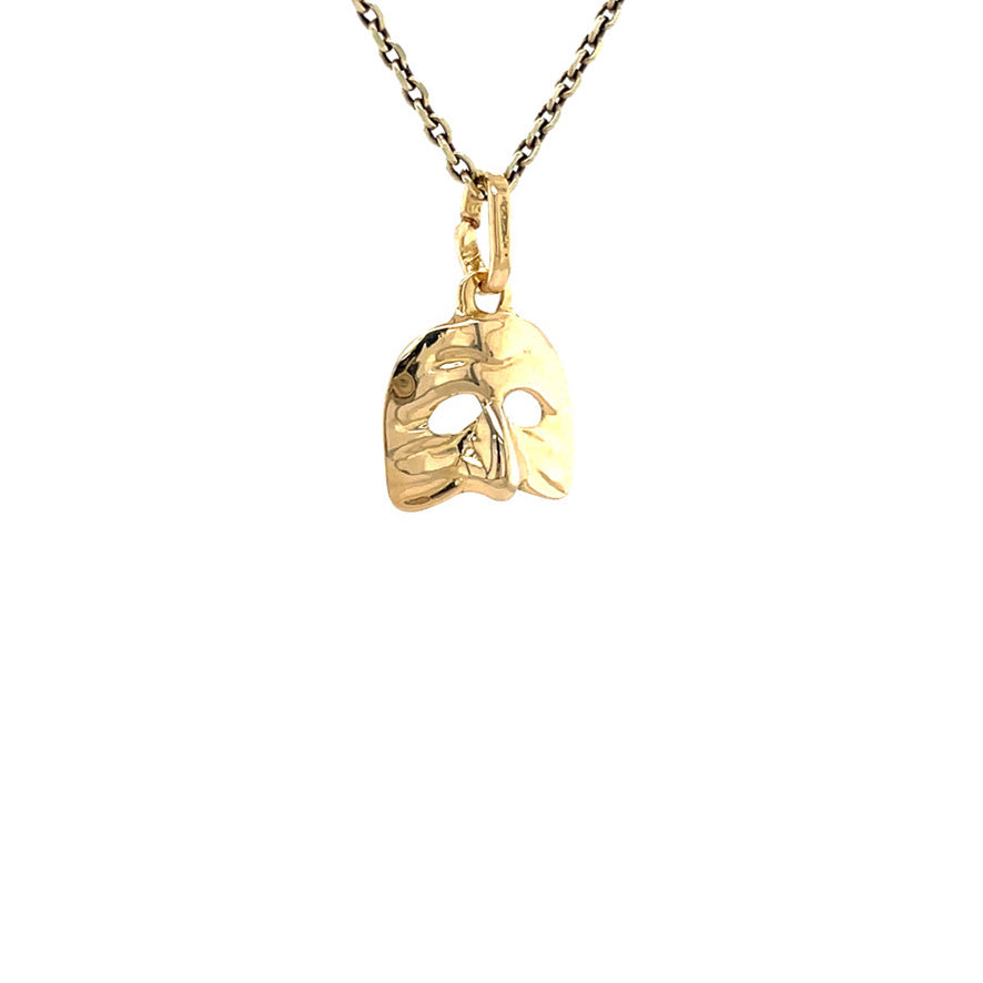 Gouden vintage masker hanger 18 krt
