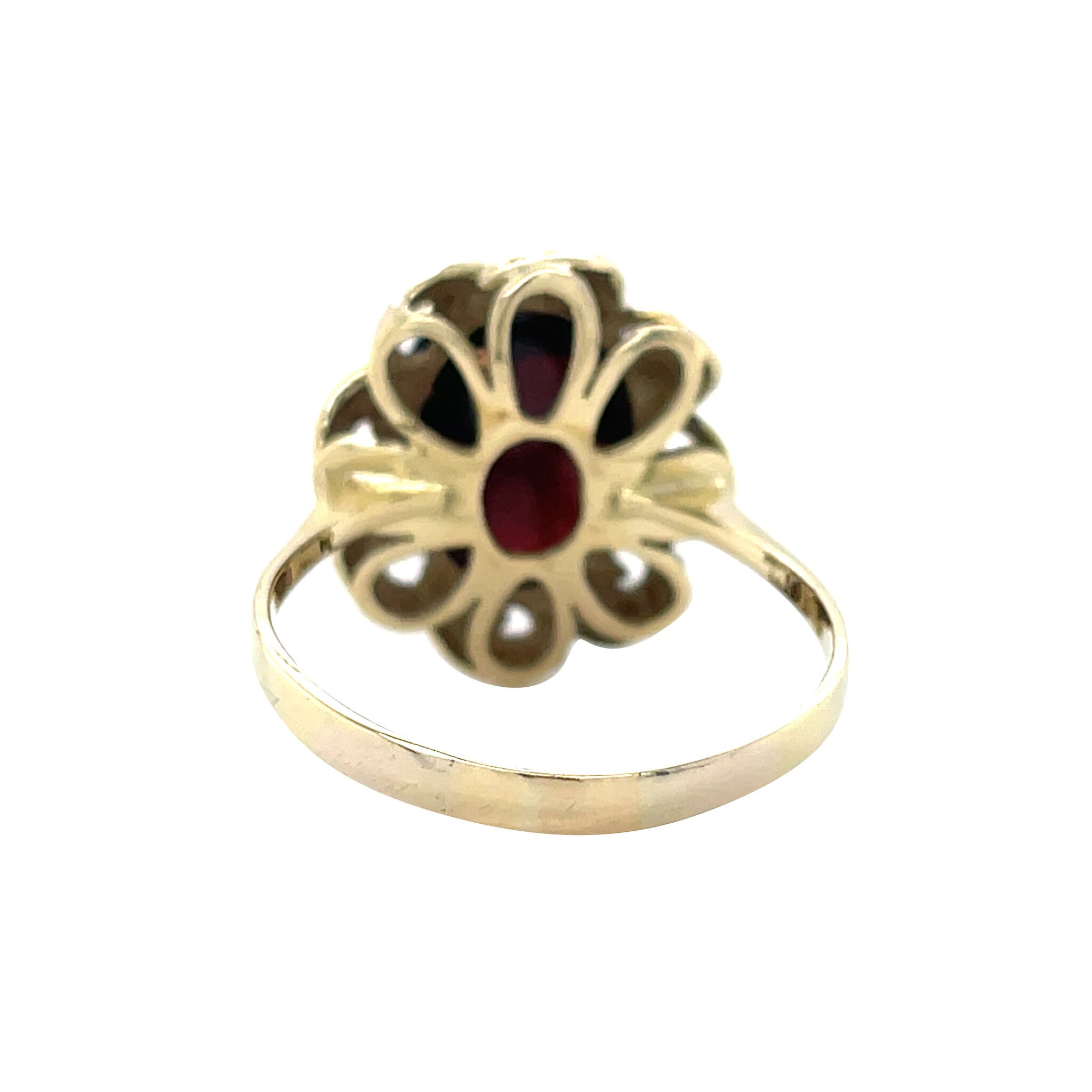 Gouden vintage ring met granaat 14 krt