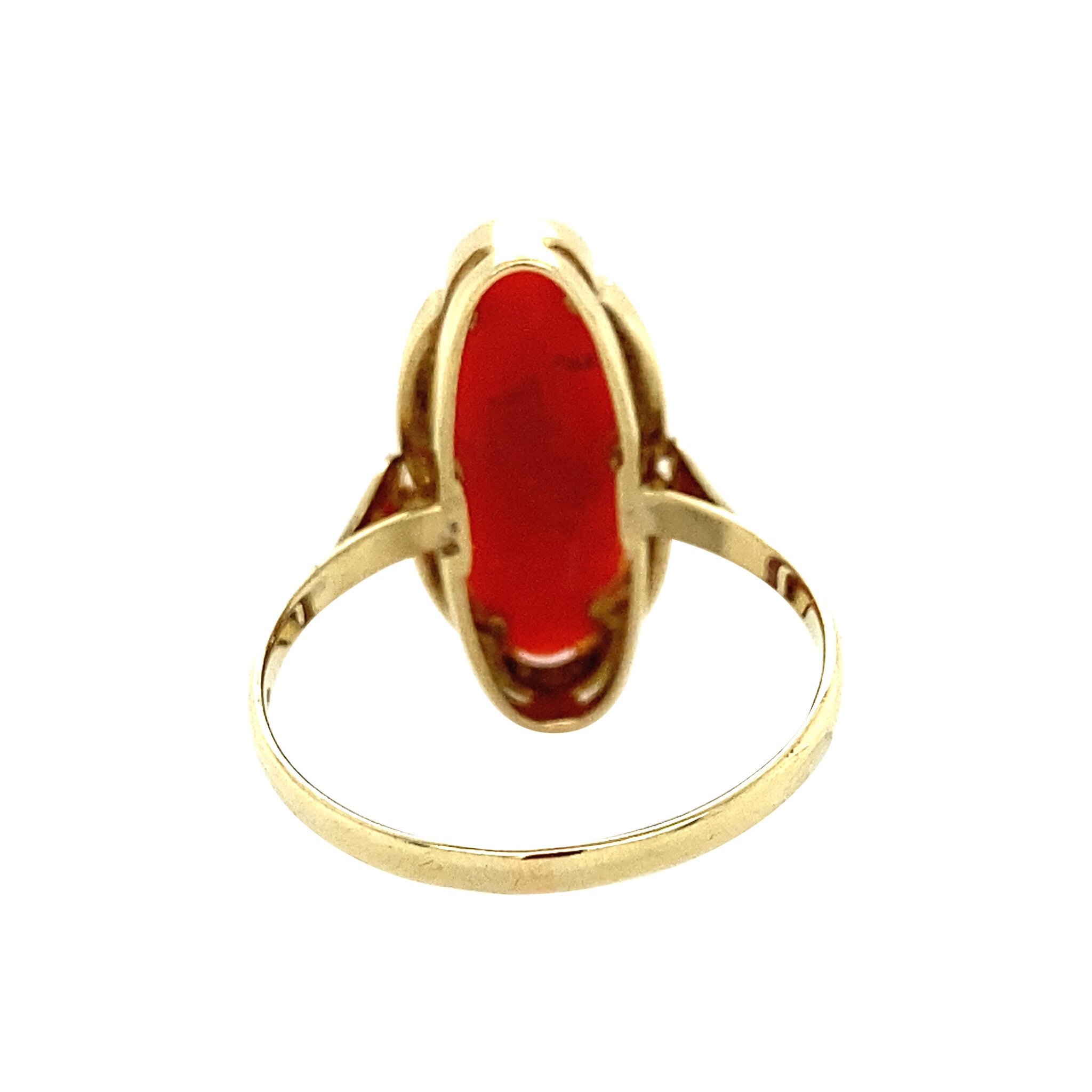 Gold ring with blood coral 14 krt