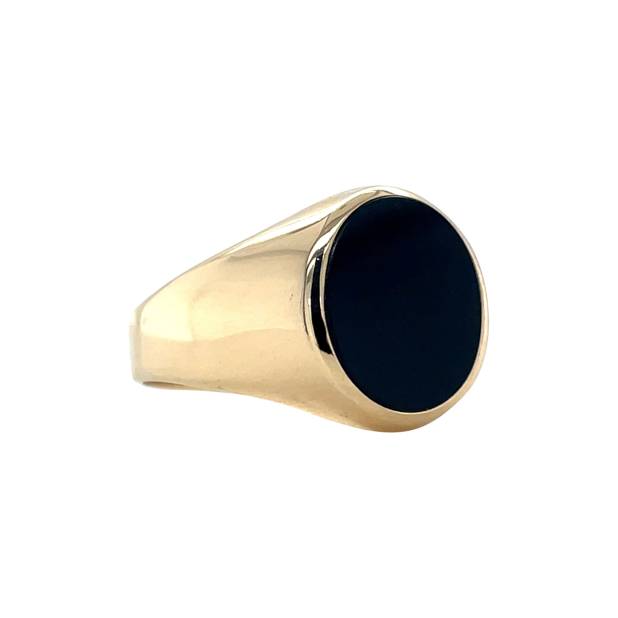 Gouden vintage zegelring met onyx 14 krt
