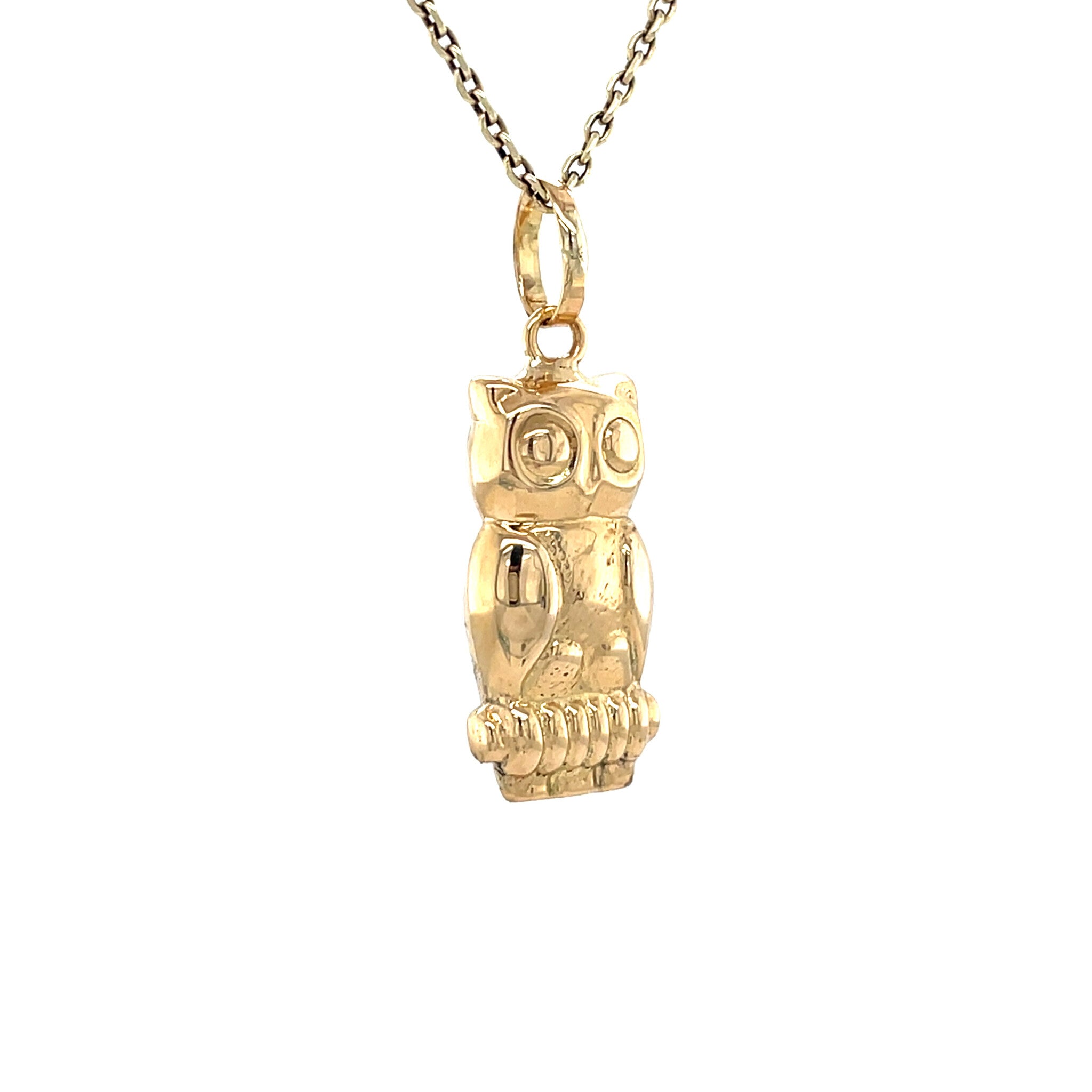 Golden vintage owl pendant 14 carat