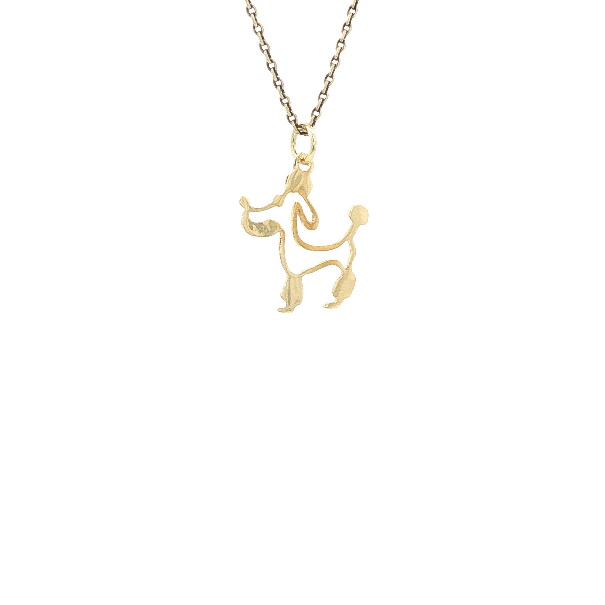 Gold vintage poodle pendant 14 kt