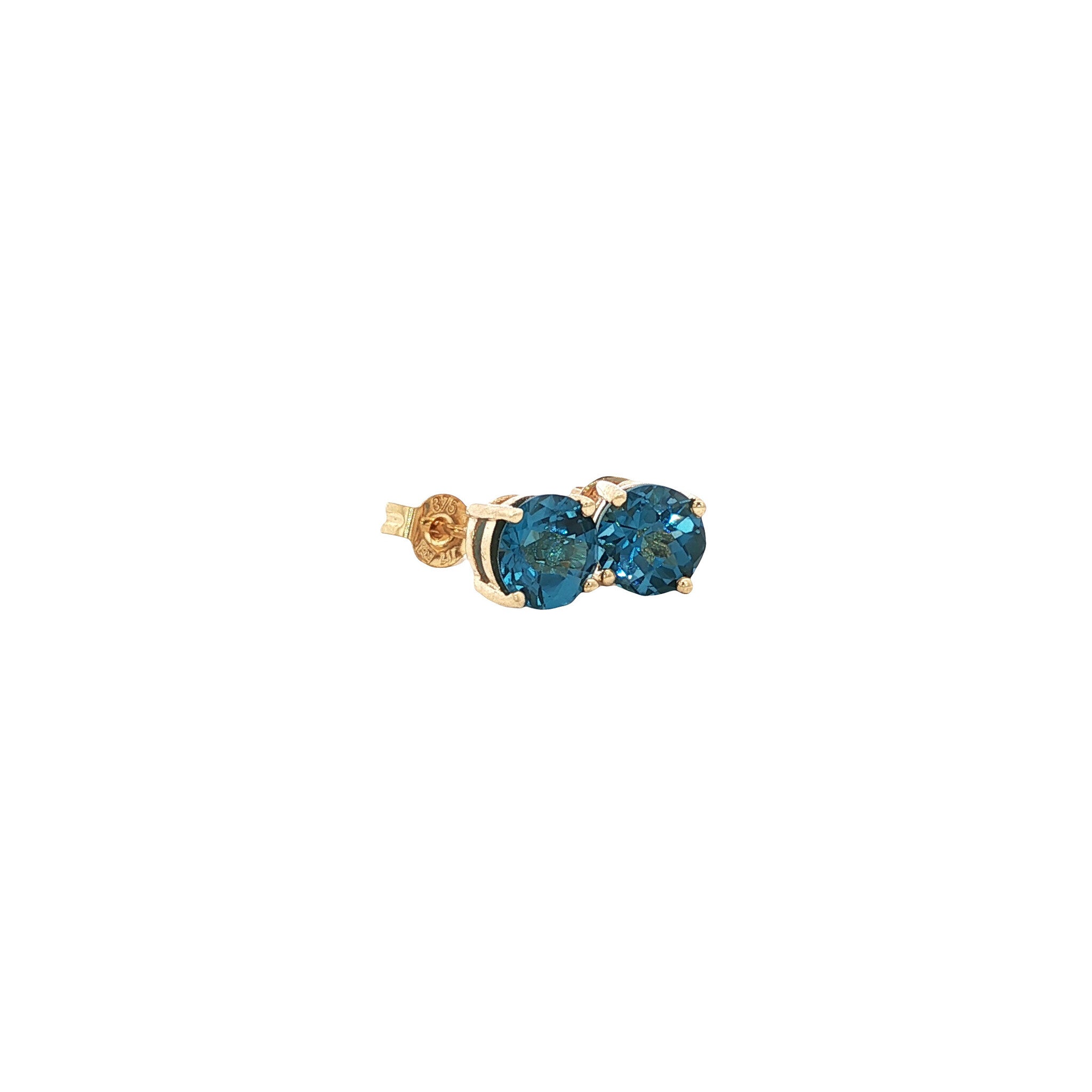 Gold vintage stud earrings with topaz 14 kt