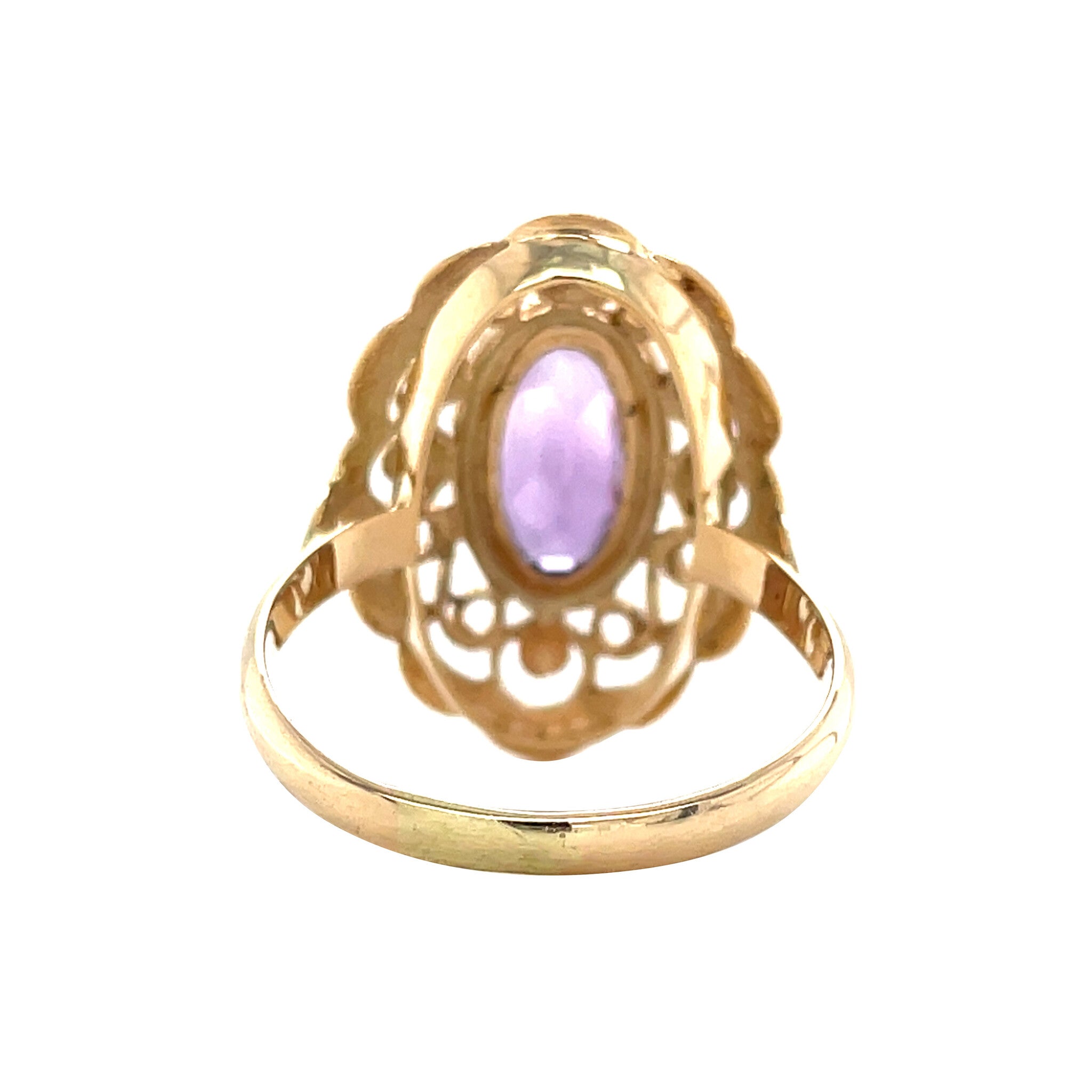 Gouden vintage ring met amethist 14 krt