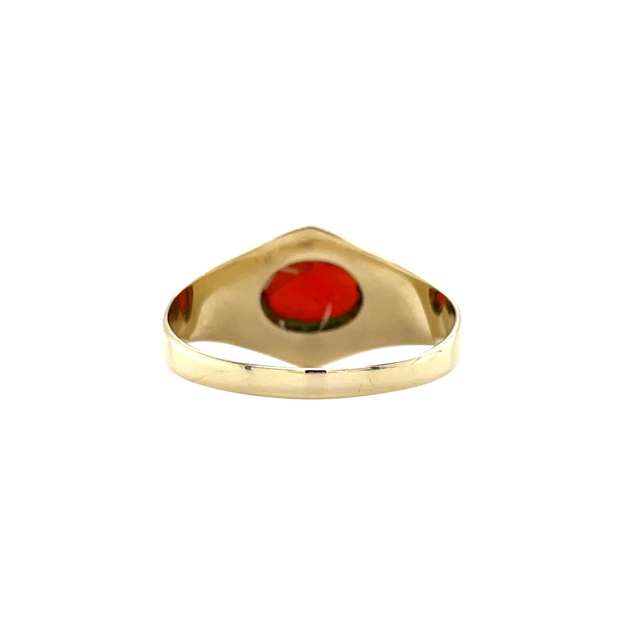 Gouden vintage ring met bloedkoraal 14 krt