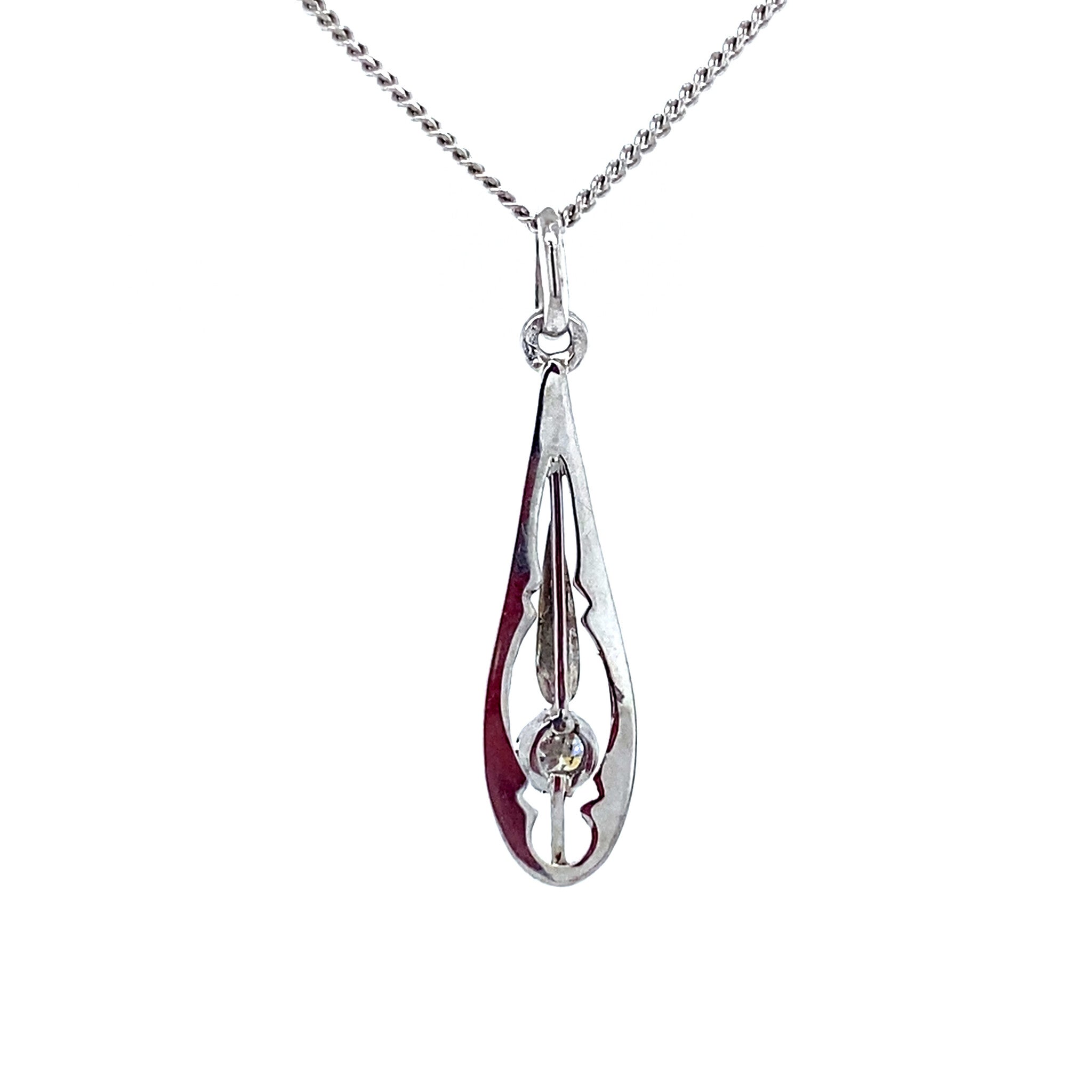 White gold pendant with diamond 14 kt