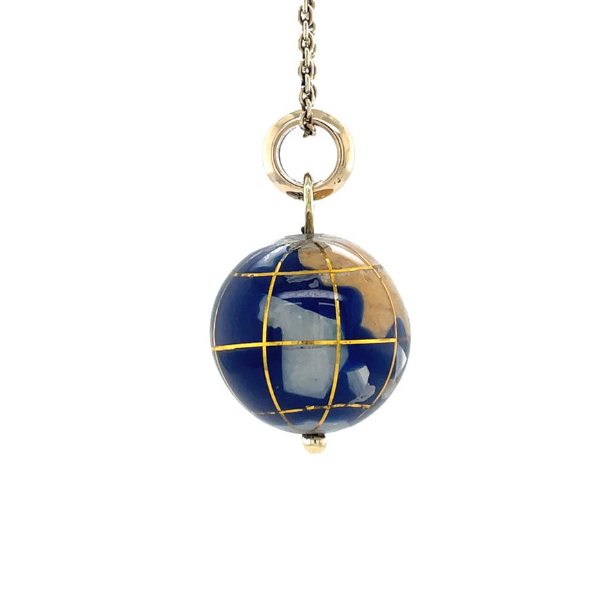 Gouden vintage wereldbol hanger 14 krt