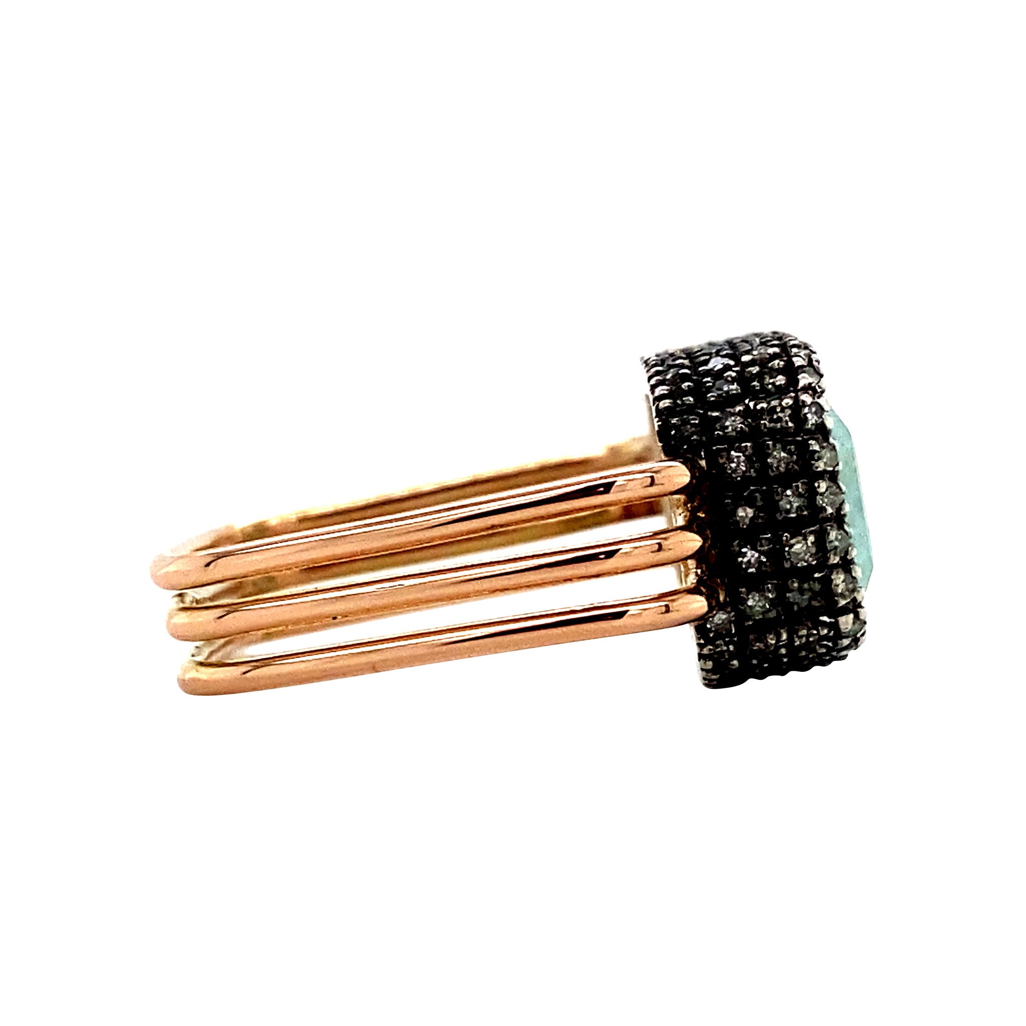 Gouden ring met aquamarijn en diamant 14 krt/835