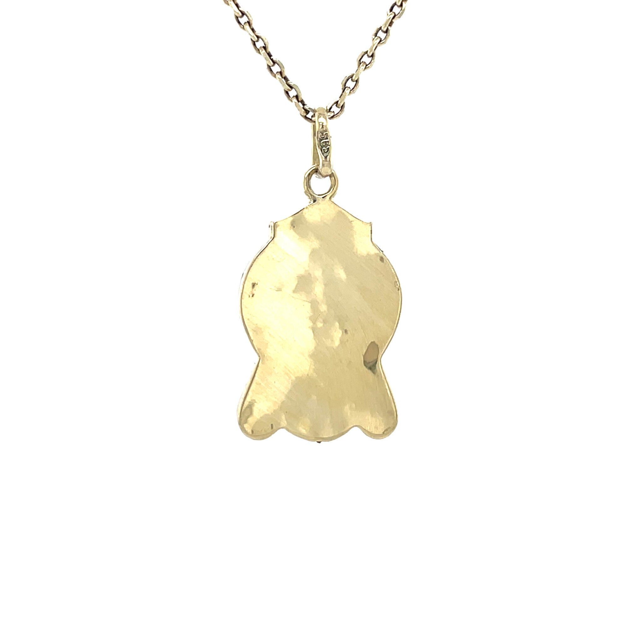 Gouden vintage klok hanger 14 krt