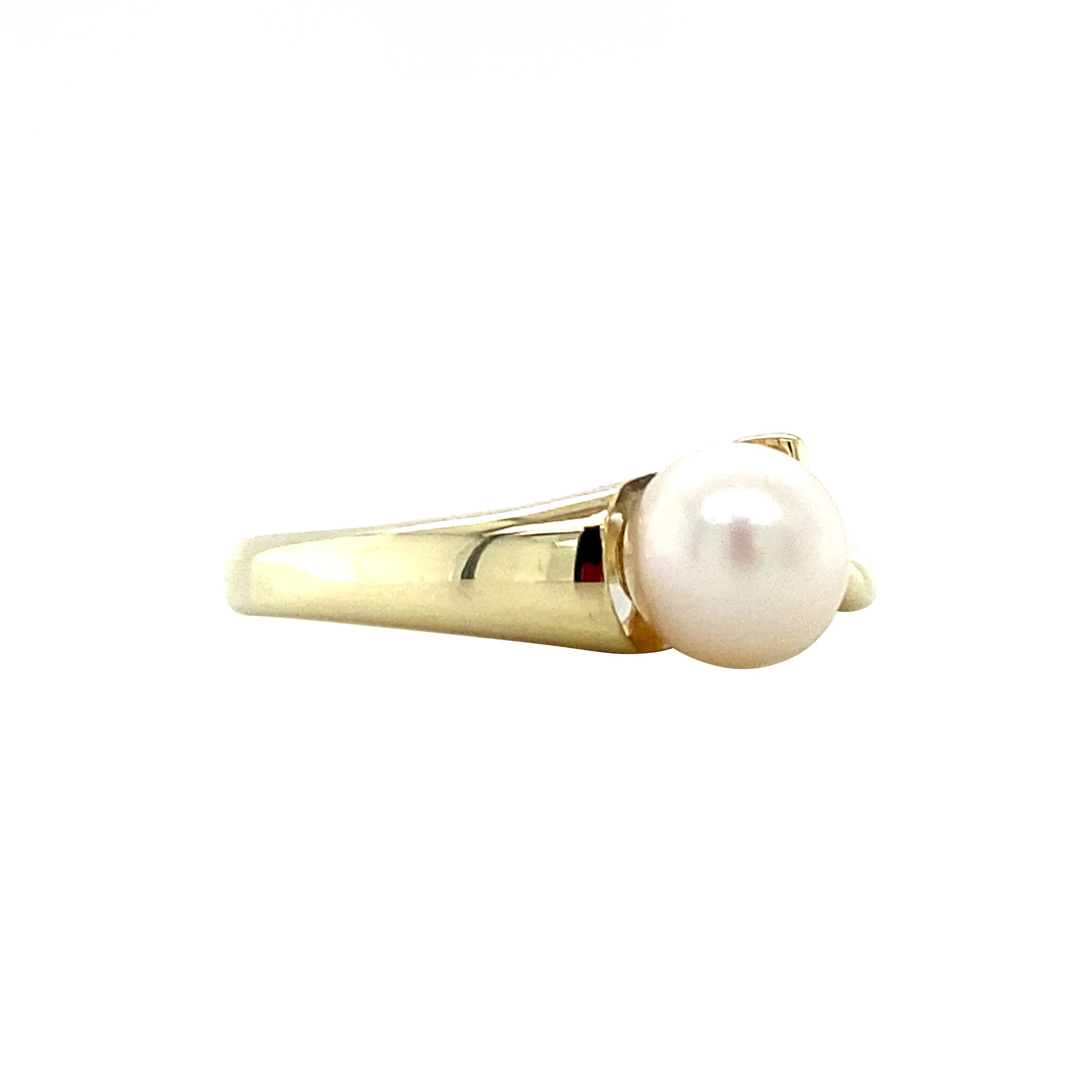 Gouden ring met parel 14 krt