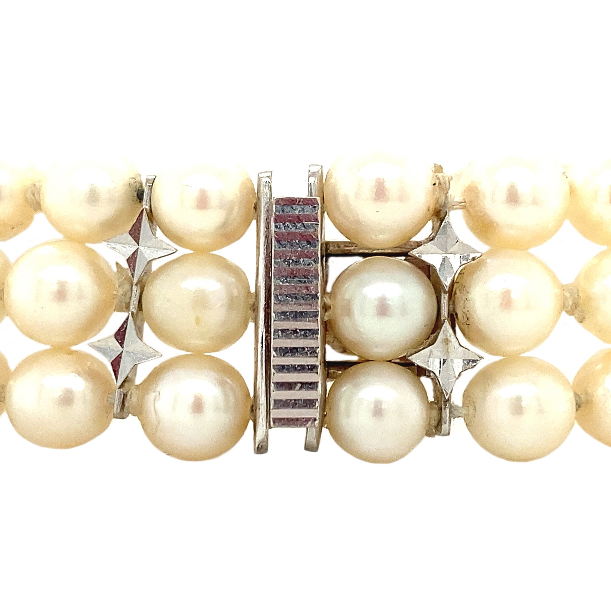 Vintage parelarmband met gouden sluiting 14 krt