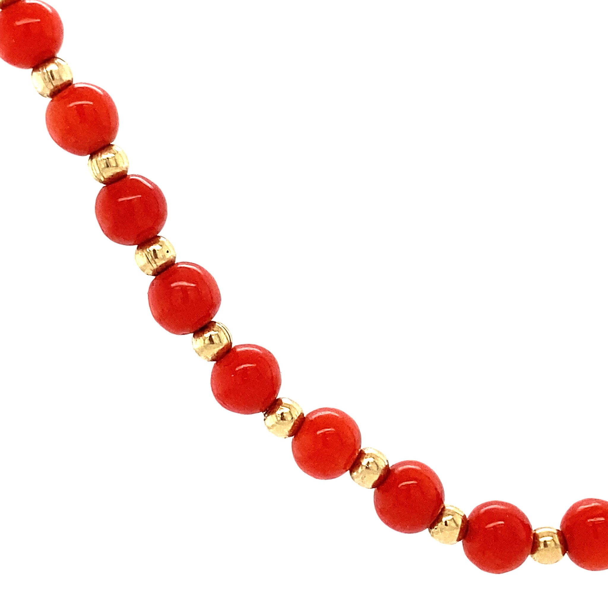 Gold necklace with blood coral 14 ct