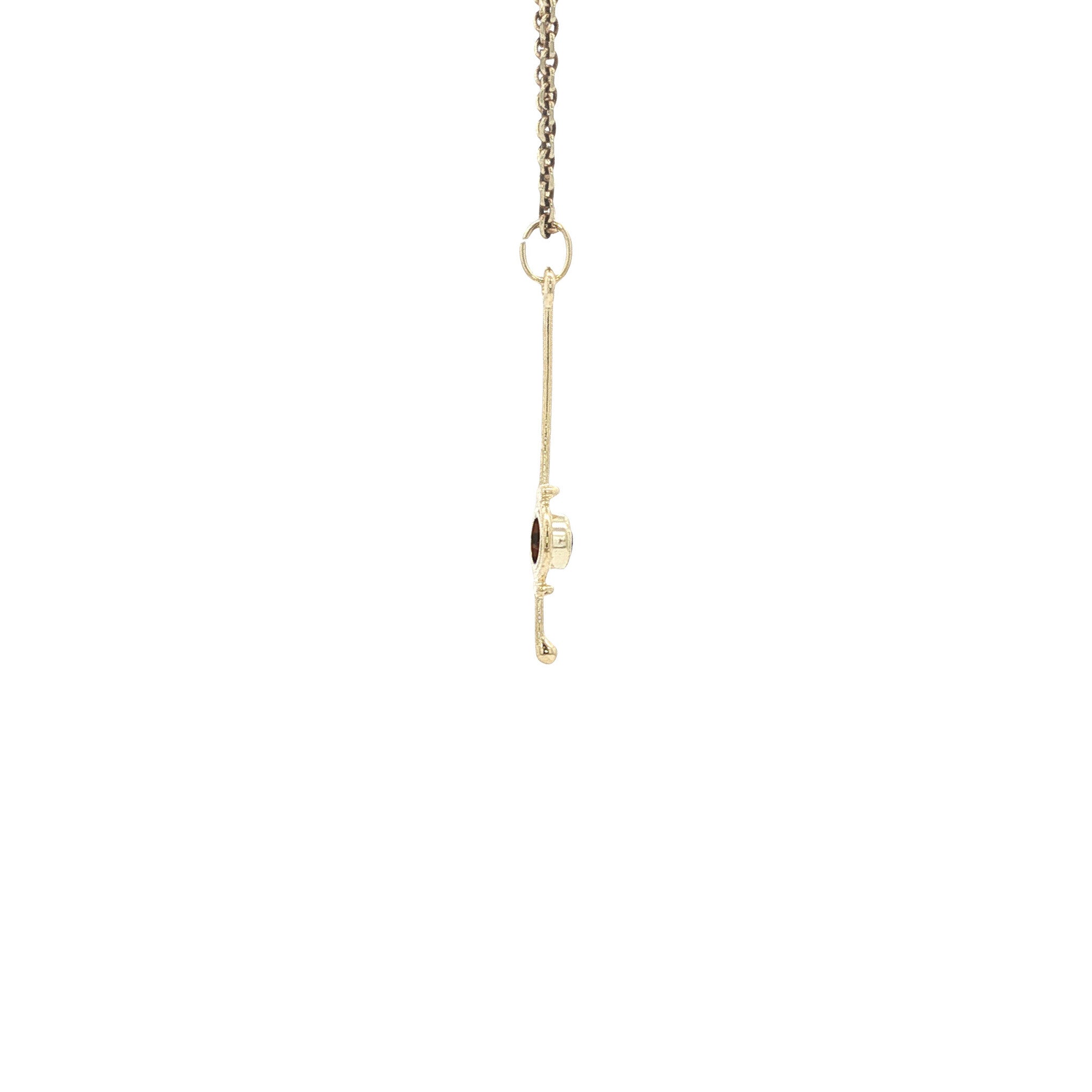 Gouden vintage hanger met granaat 14 kt