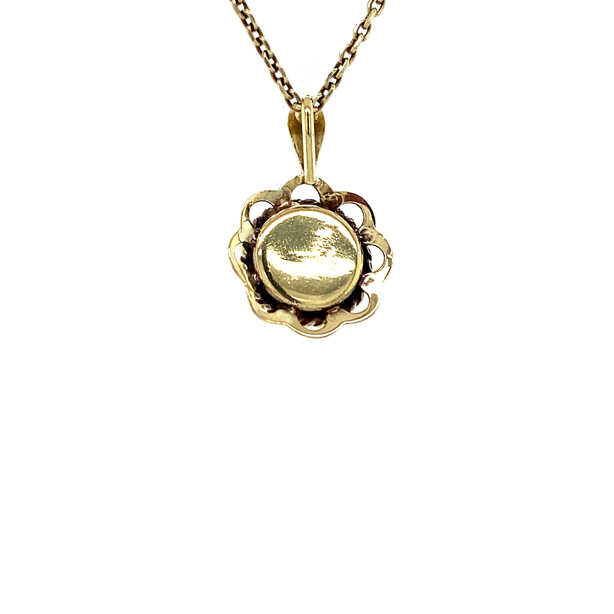 Gouden hanger met granaat 14 krt