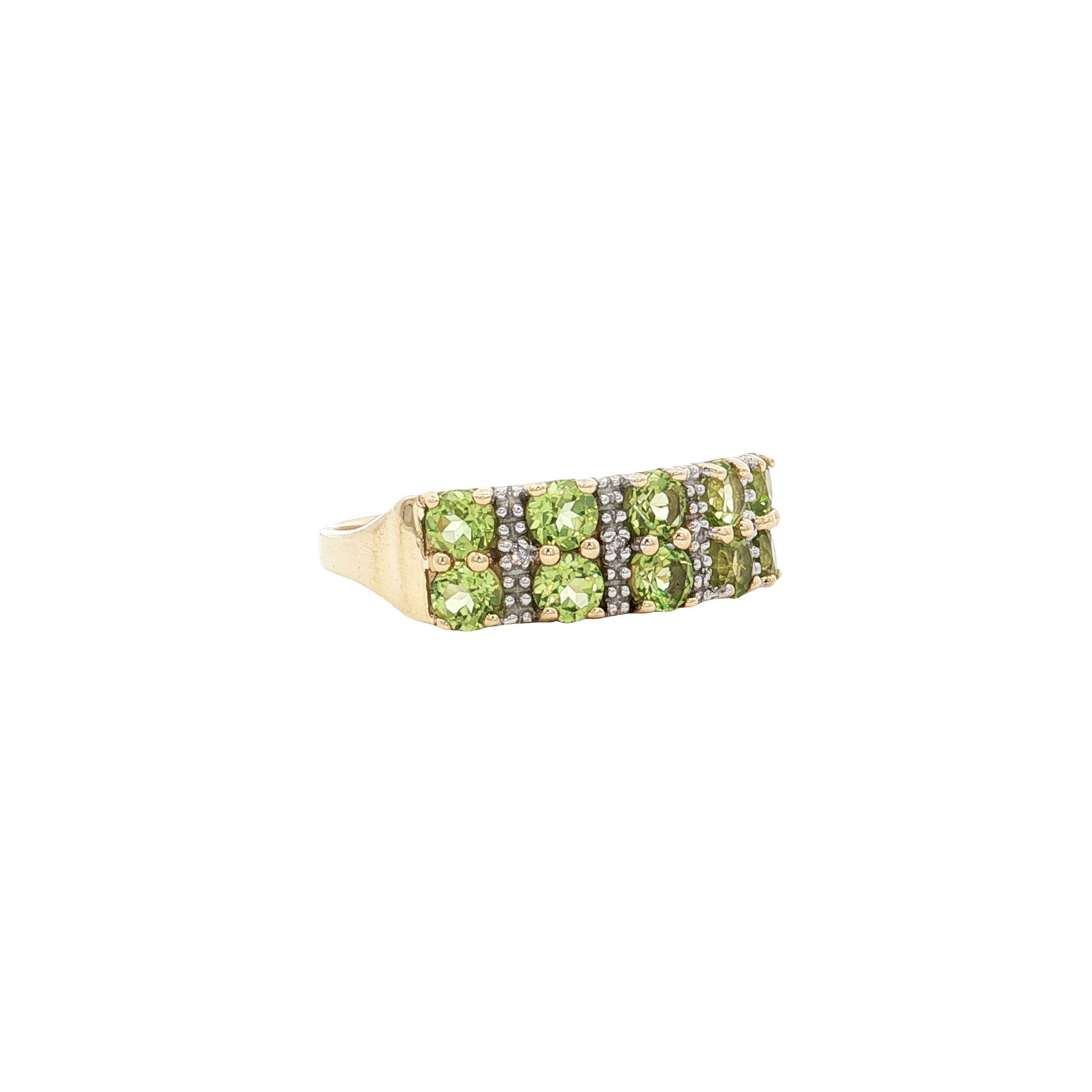 Ring met peridoot en diamant 9 kt